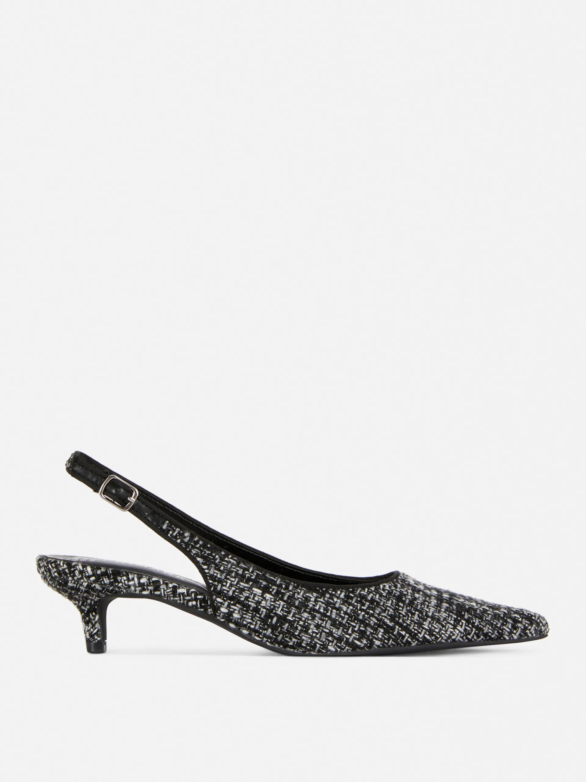 Bouclé-Slingback-Pumps mit Kitten-Heels