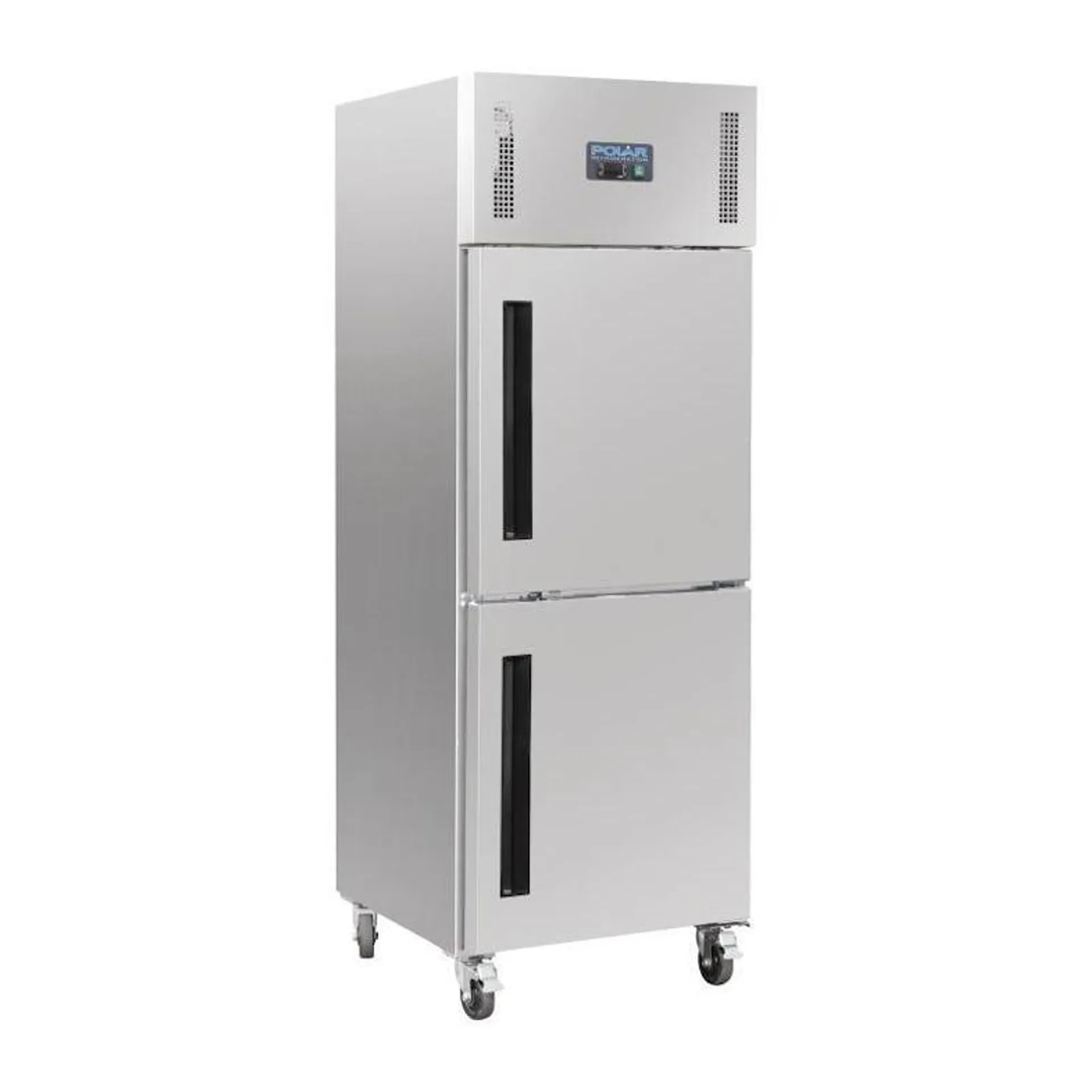 Congelador de 1 puerta doble, acero inoxidable, refrigeración por aire, GN2/1, con cerrdura, Polar 600L CW194