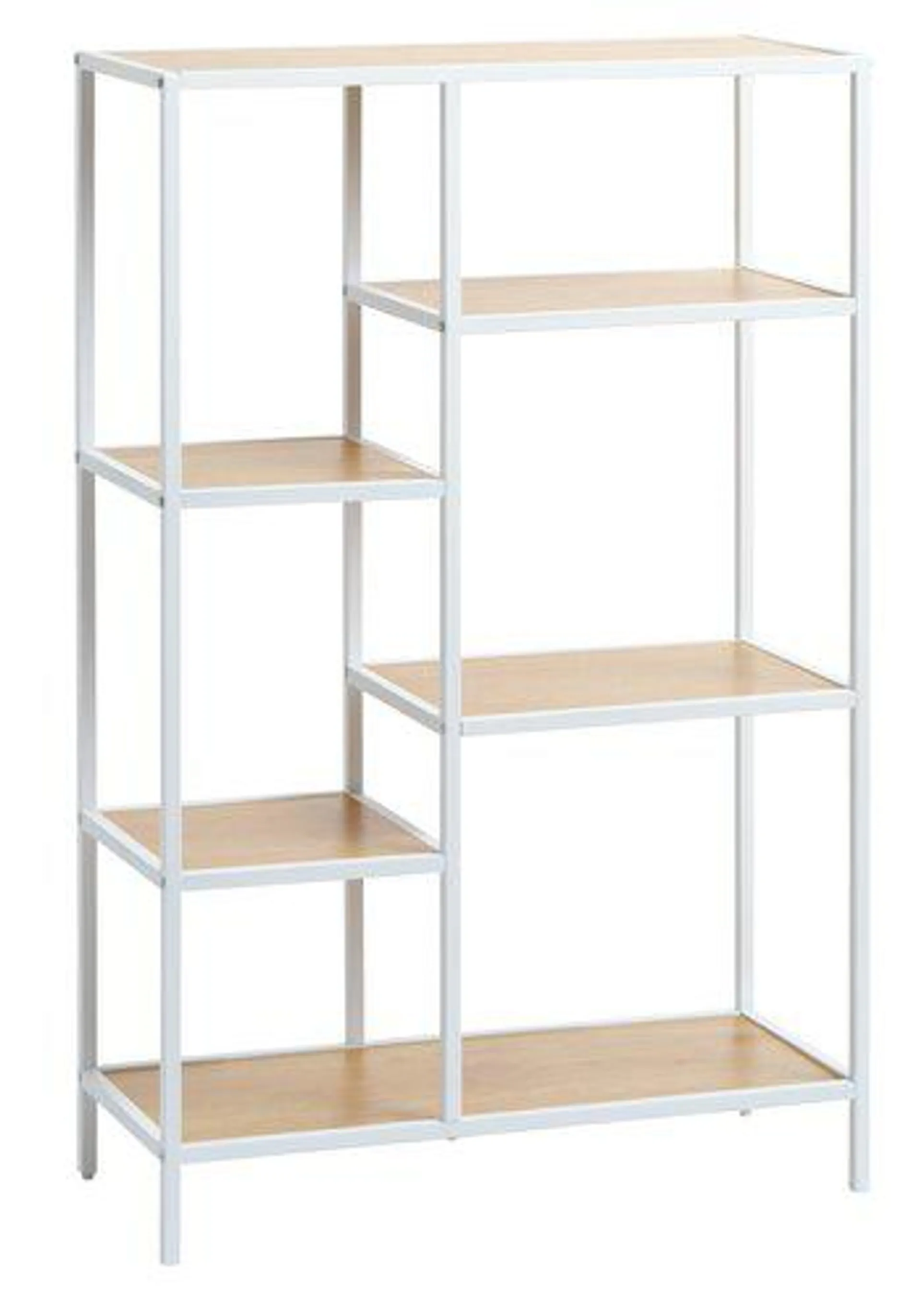 Shelving unit TRAPPEDAL 5 shelves oak color/white