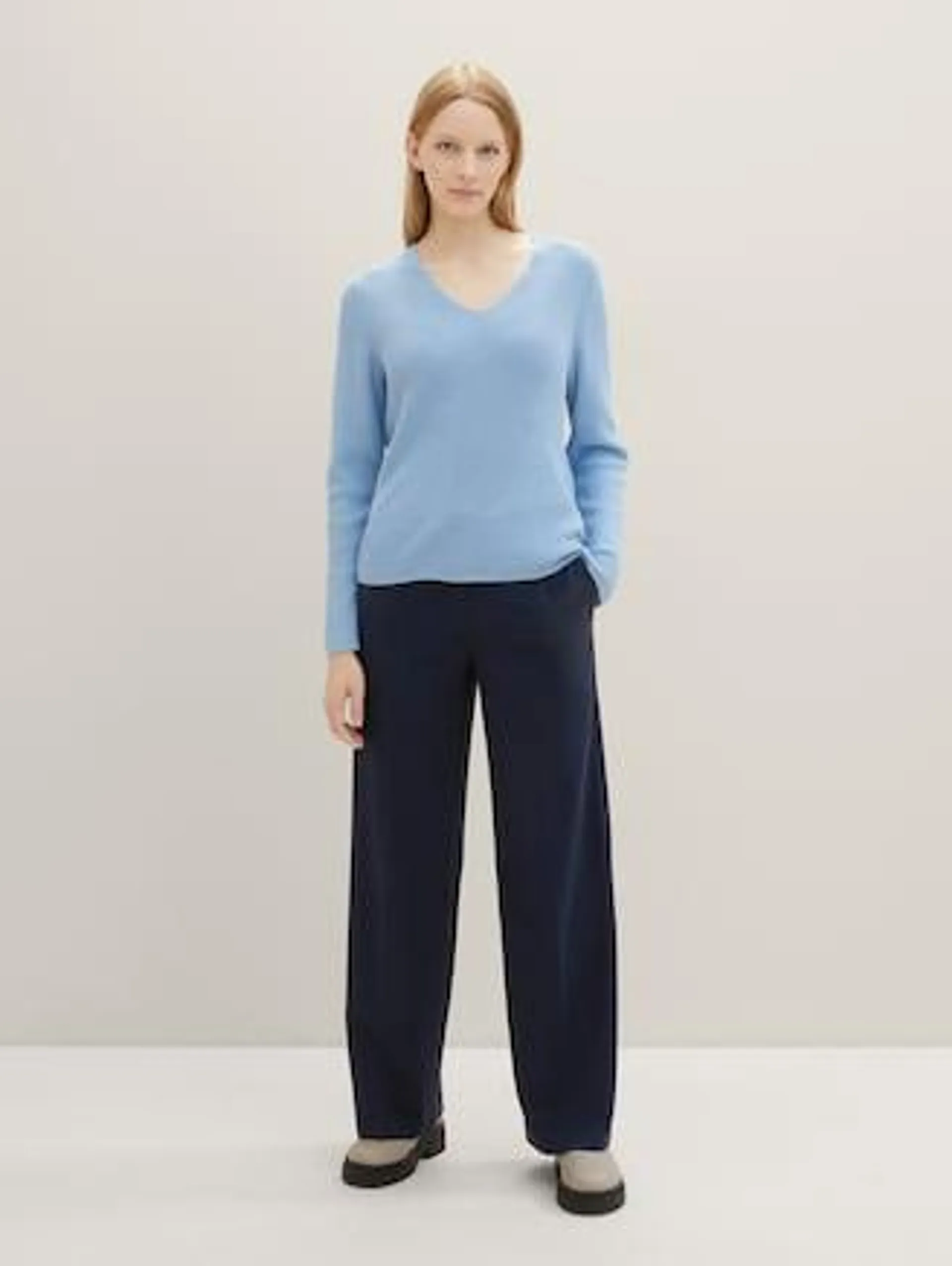 Knitted pullover with a V-neckline