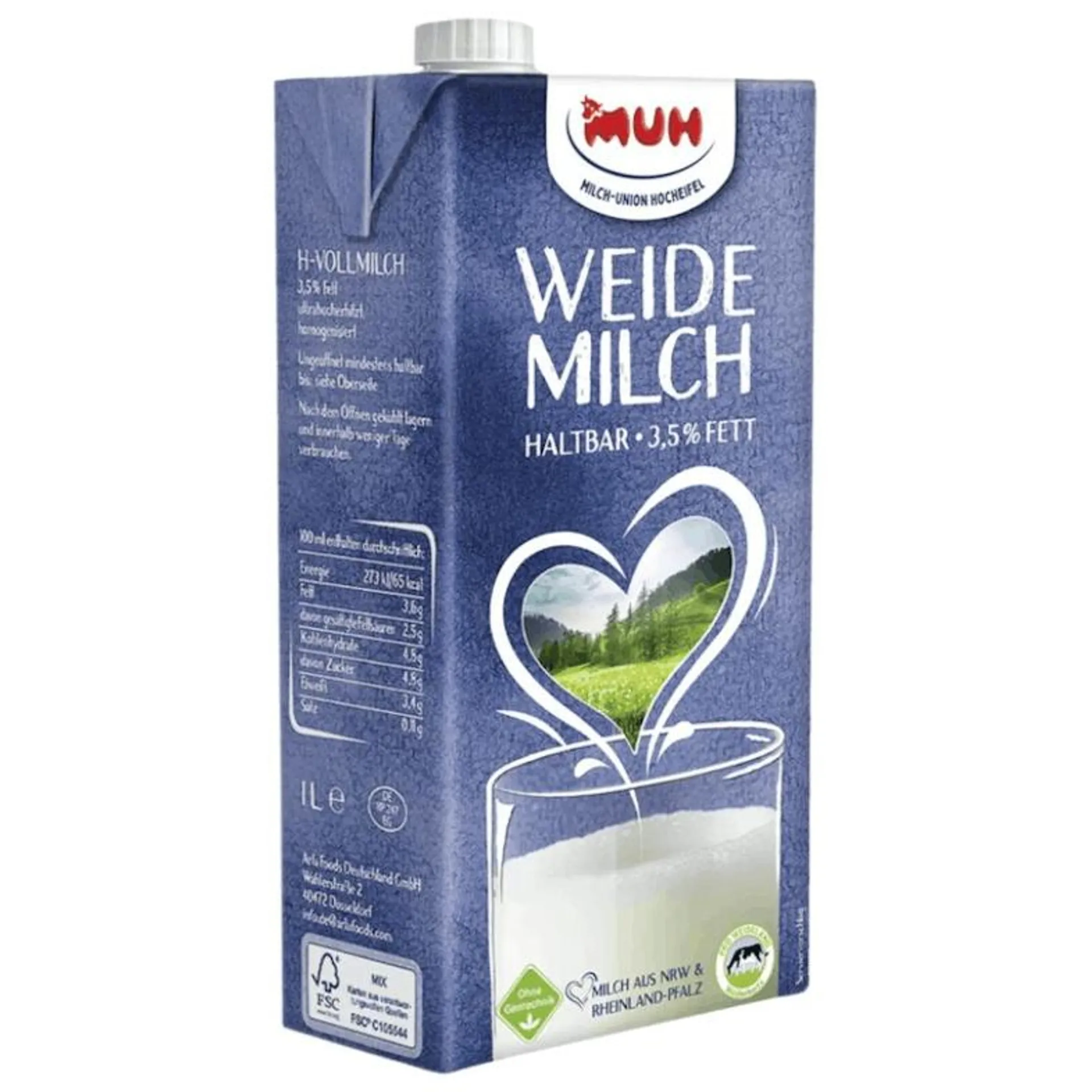 MUH H-Weidemilch 3,5% Fett 12 x 1 l (12 l)