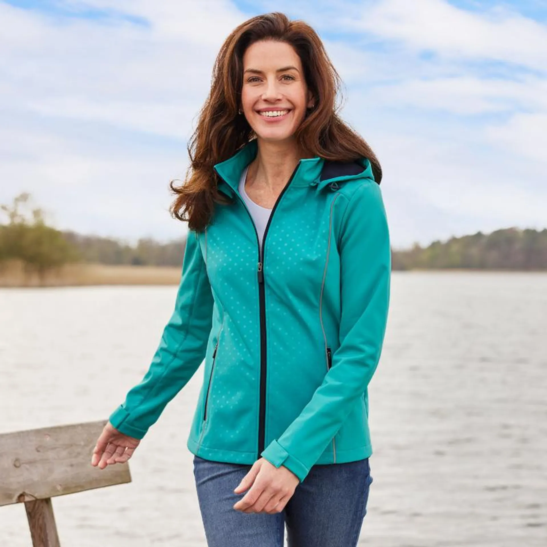 Damen-Softshell-Jacke mit Kapuze