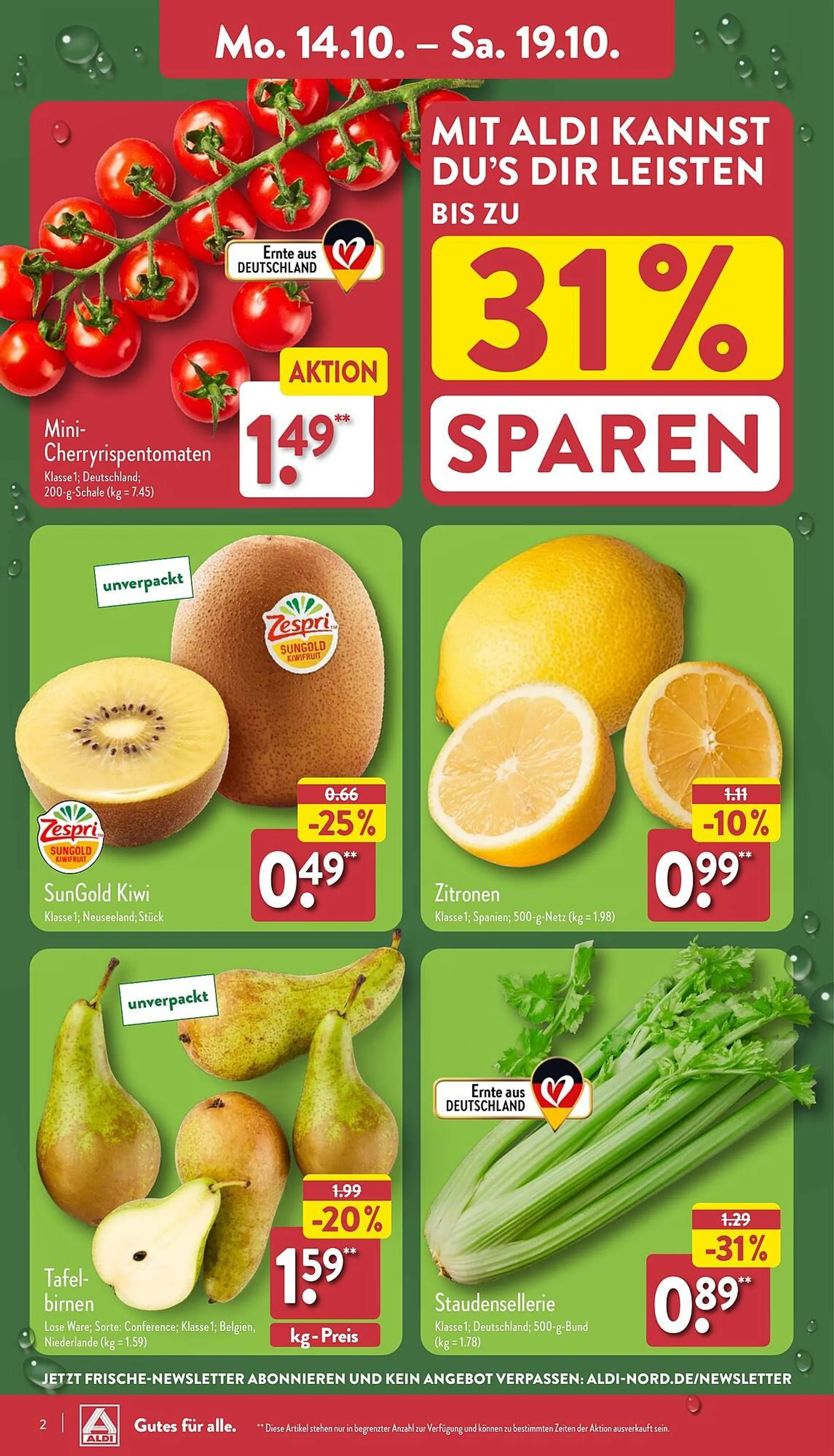 Aldi Nord Prospekt von 14. Oktober bis 19. Oktober 2024 - Prospekt seite 2