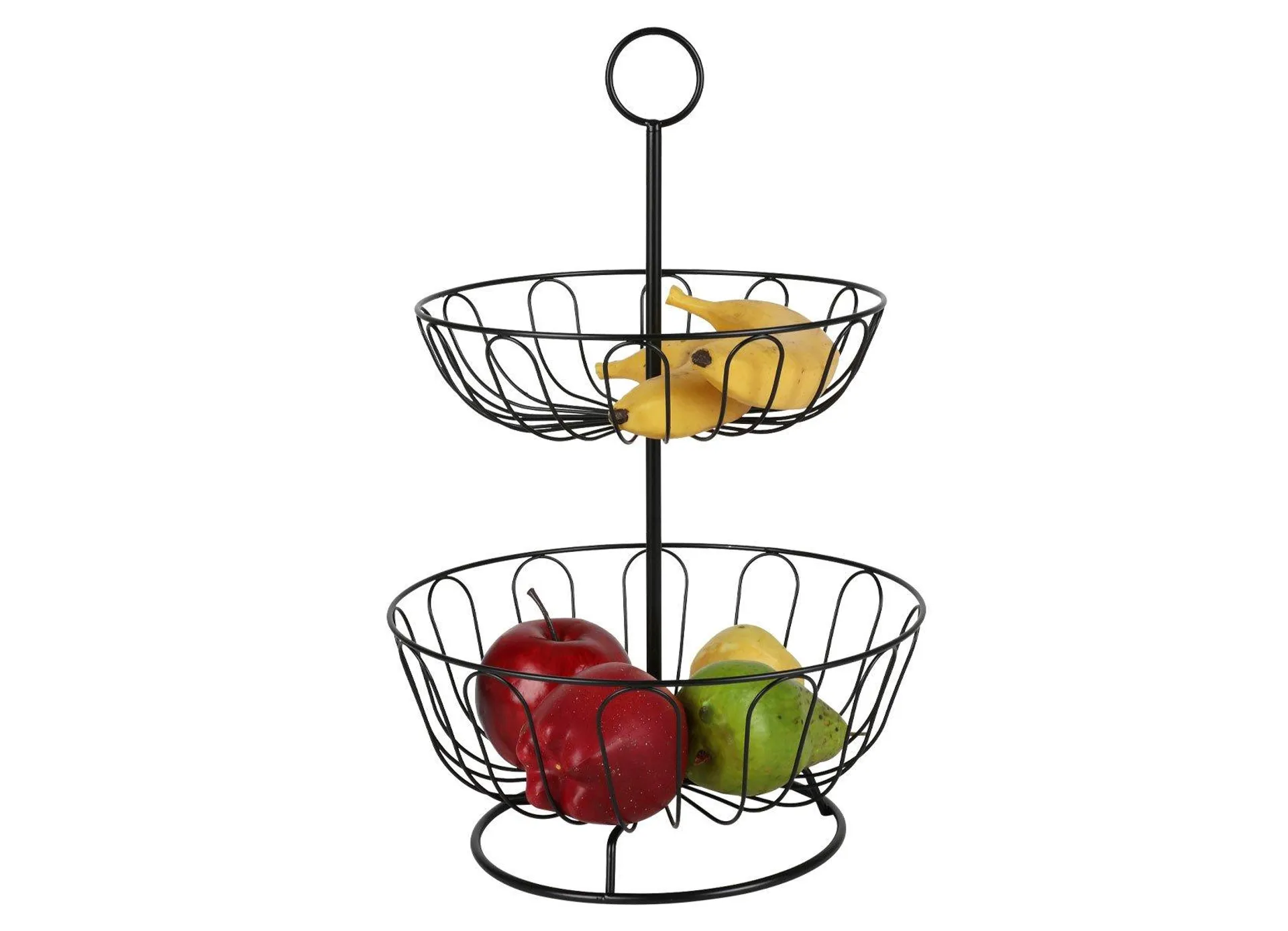 Obst-Etagere 2-stöckig aus Metall 28x42,5cm Schwarz