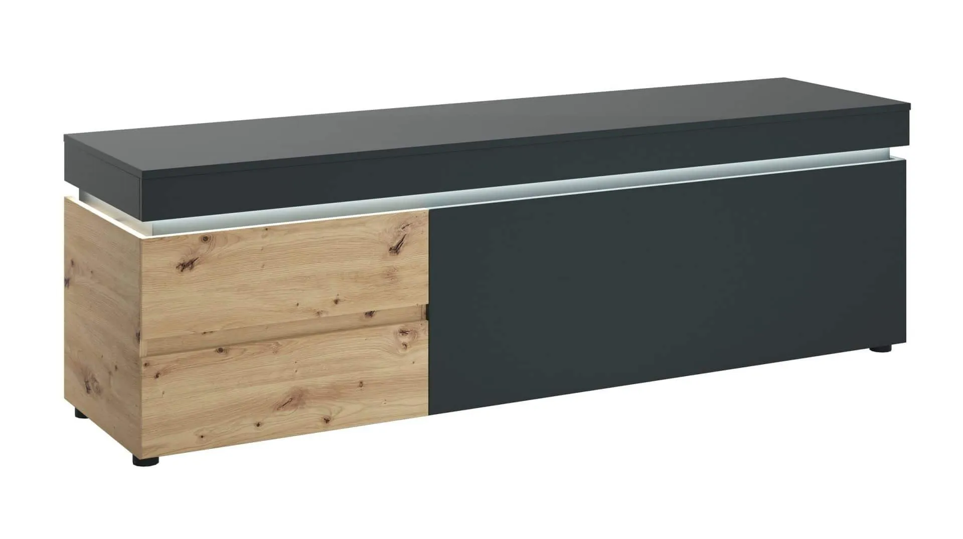 TV - Lowboard grau - Artisan Eiche - 180 cm - LUCI