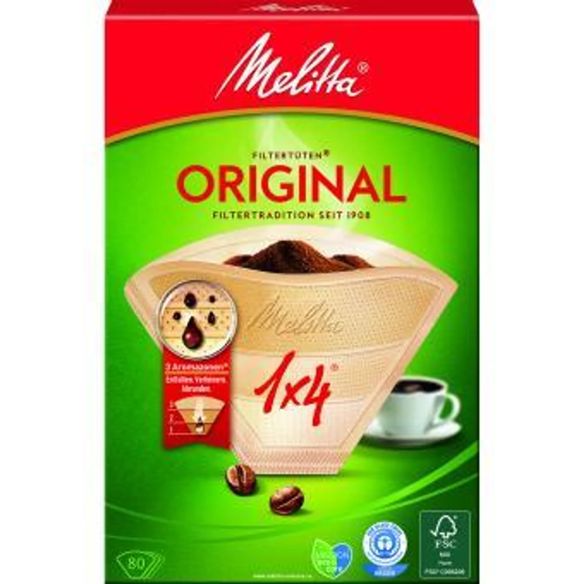 Melitta® Filtertüten 1x4 naturbraun FSC®