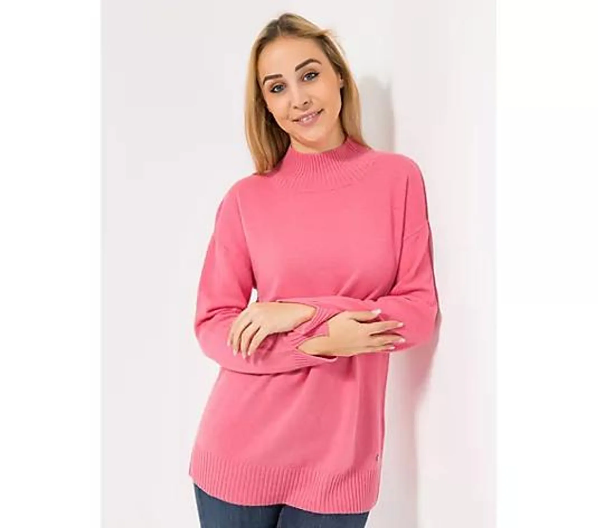 EVA LUTZ Pullover Stehkragen 30% Kaschmir leger weit