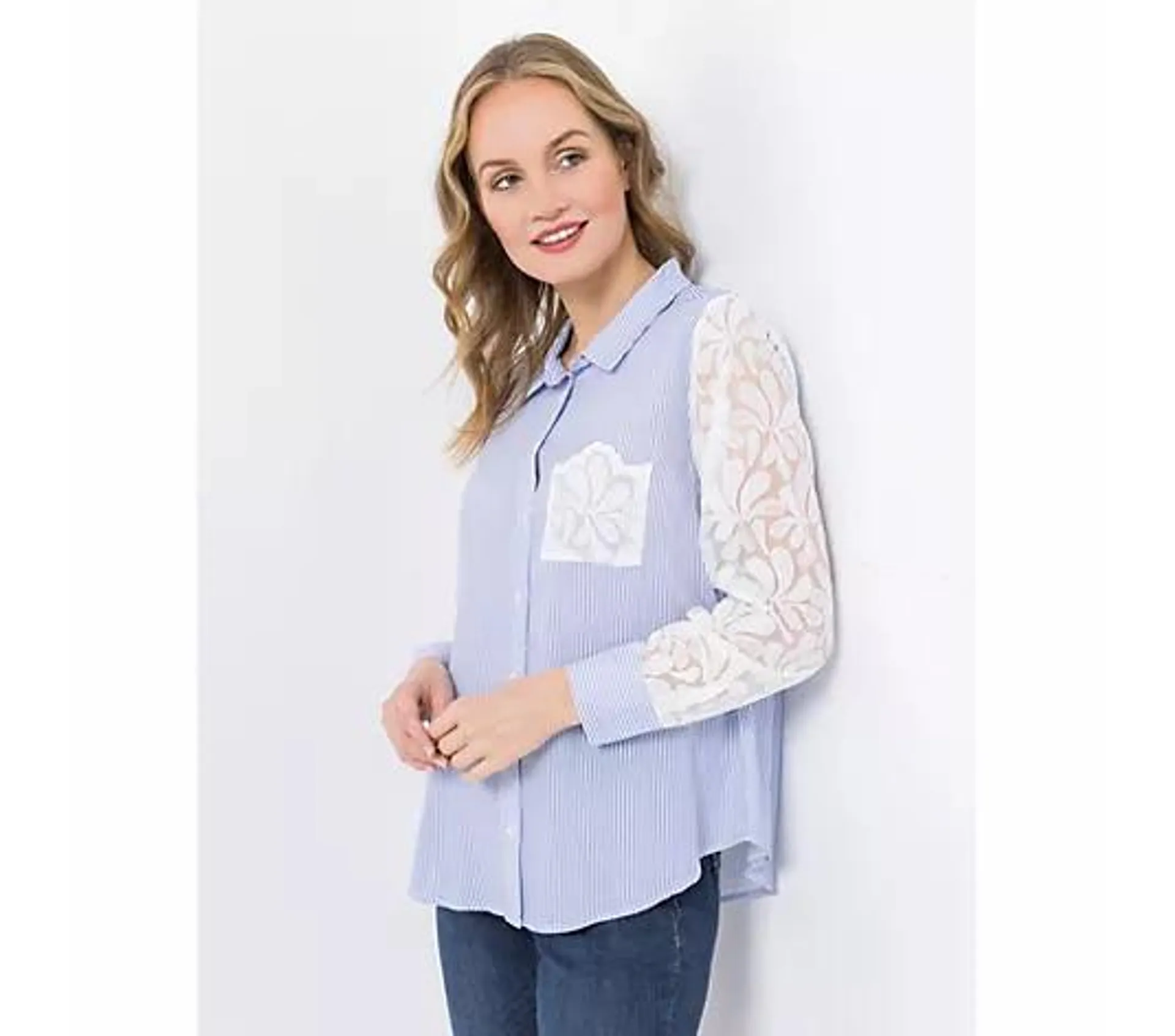 DINE 'N' DANCE Bluse, 1/1-Arm Hemdkragen Knopfleiste leger weit