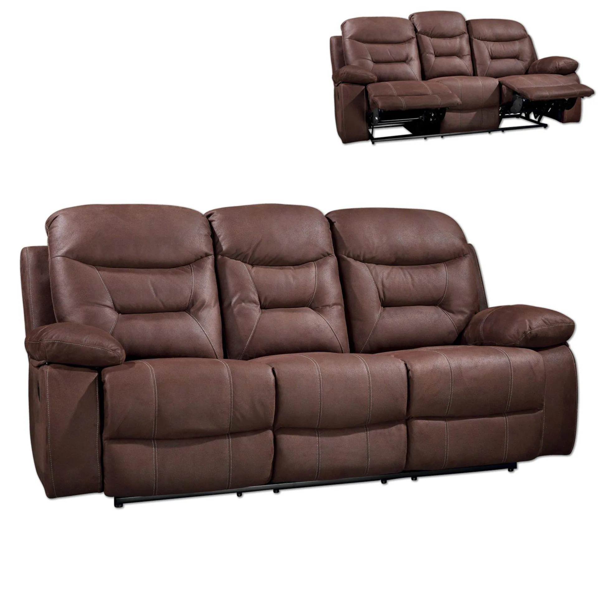3-Sitzer-Sofa - dunkelbraun - Relaxfunktion