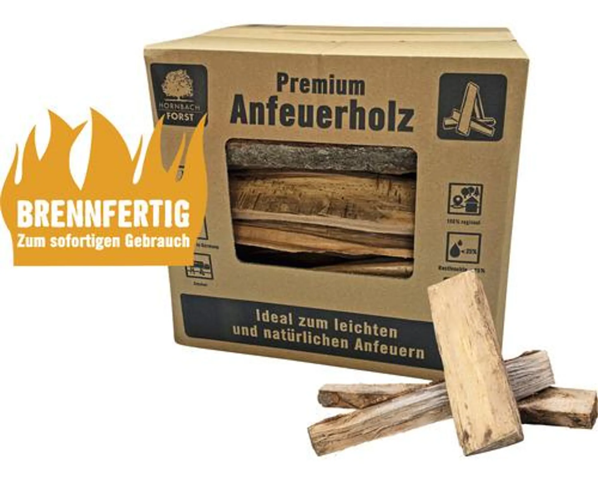 Anfeuerholz HORNBACH FORST Laub- und Nadelhölzer gemischt, 12,4 dm³ im Karton, luftgetrocknet