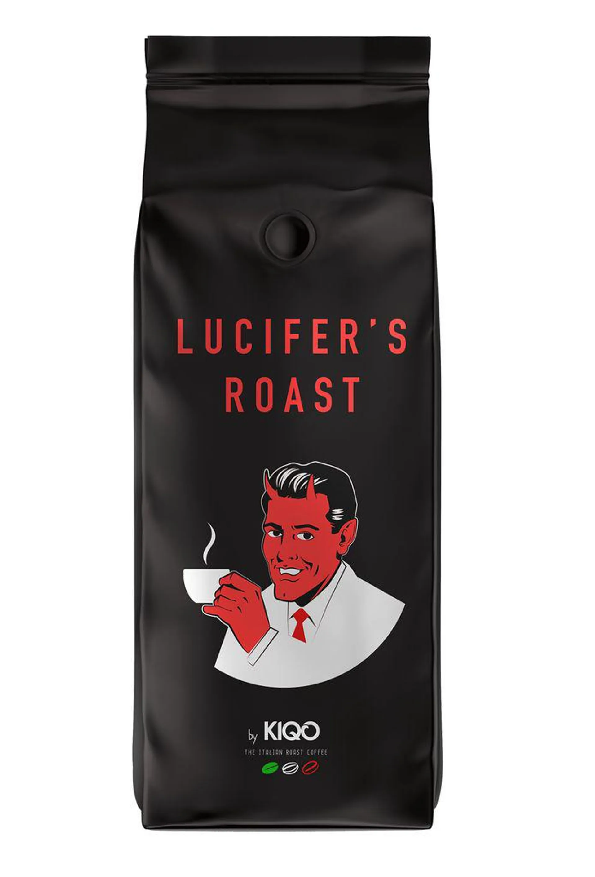 LUCIFER'S ROAST Kaffeebohnen by KIQO aus Italien - 1kg - starker Kaffee - säurearm - 100% Robusta - (1000g - ganze Bohnen)