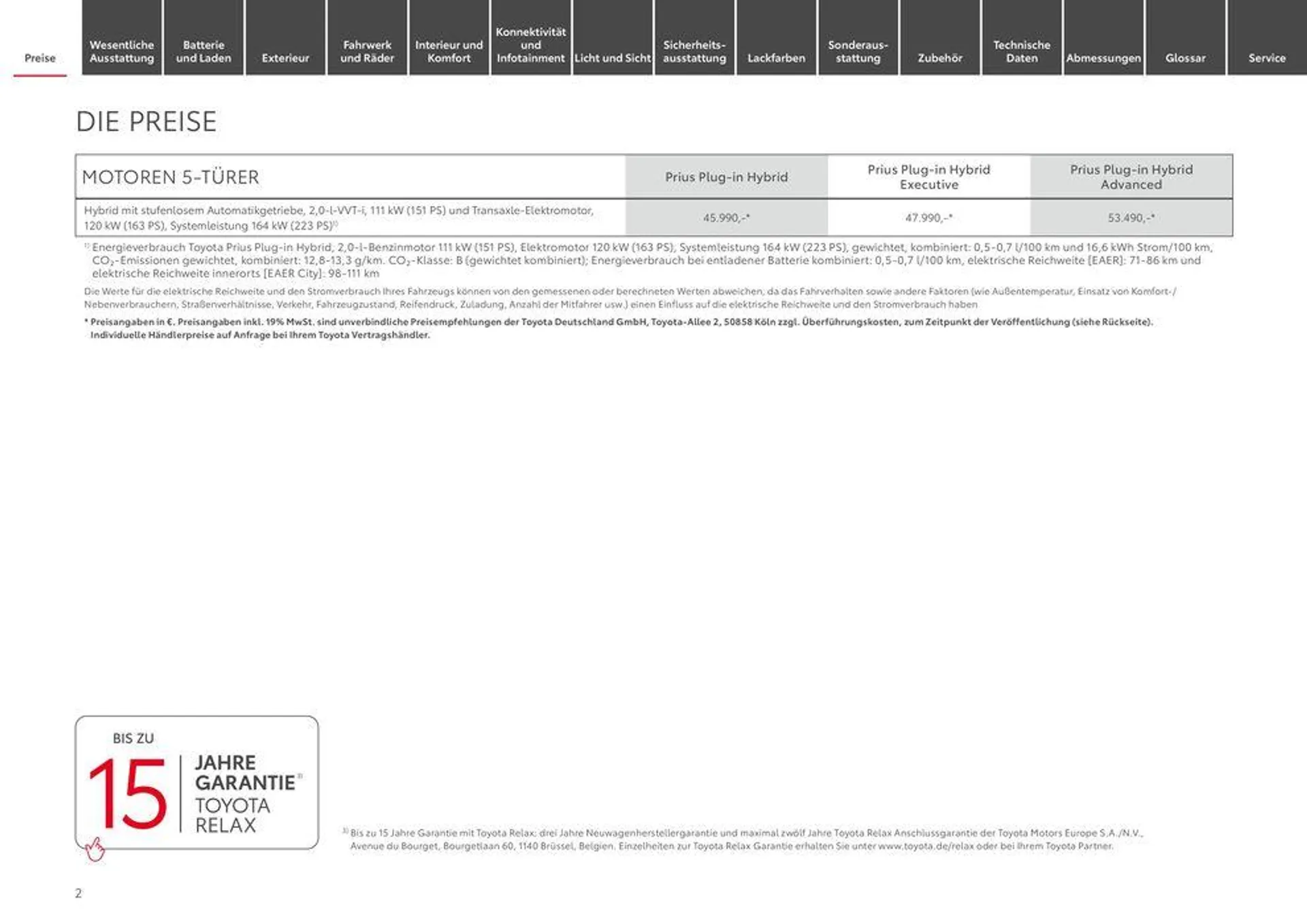 Toyota Prius Plug-in Hybrid von 7. Mai bis 7. Mai 2025 - Prospekt seite 2