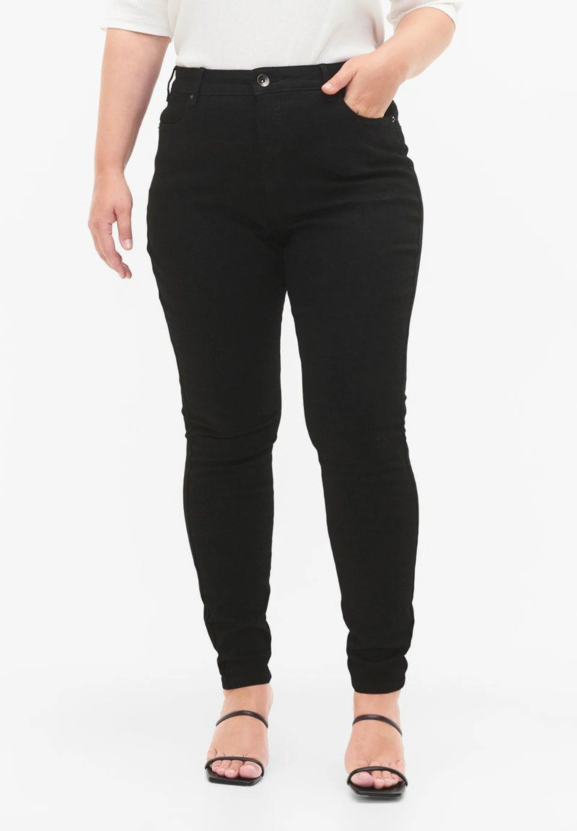 AMY MIT HOHER TAILLE - Slim fit jeans - black