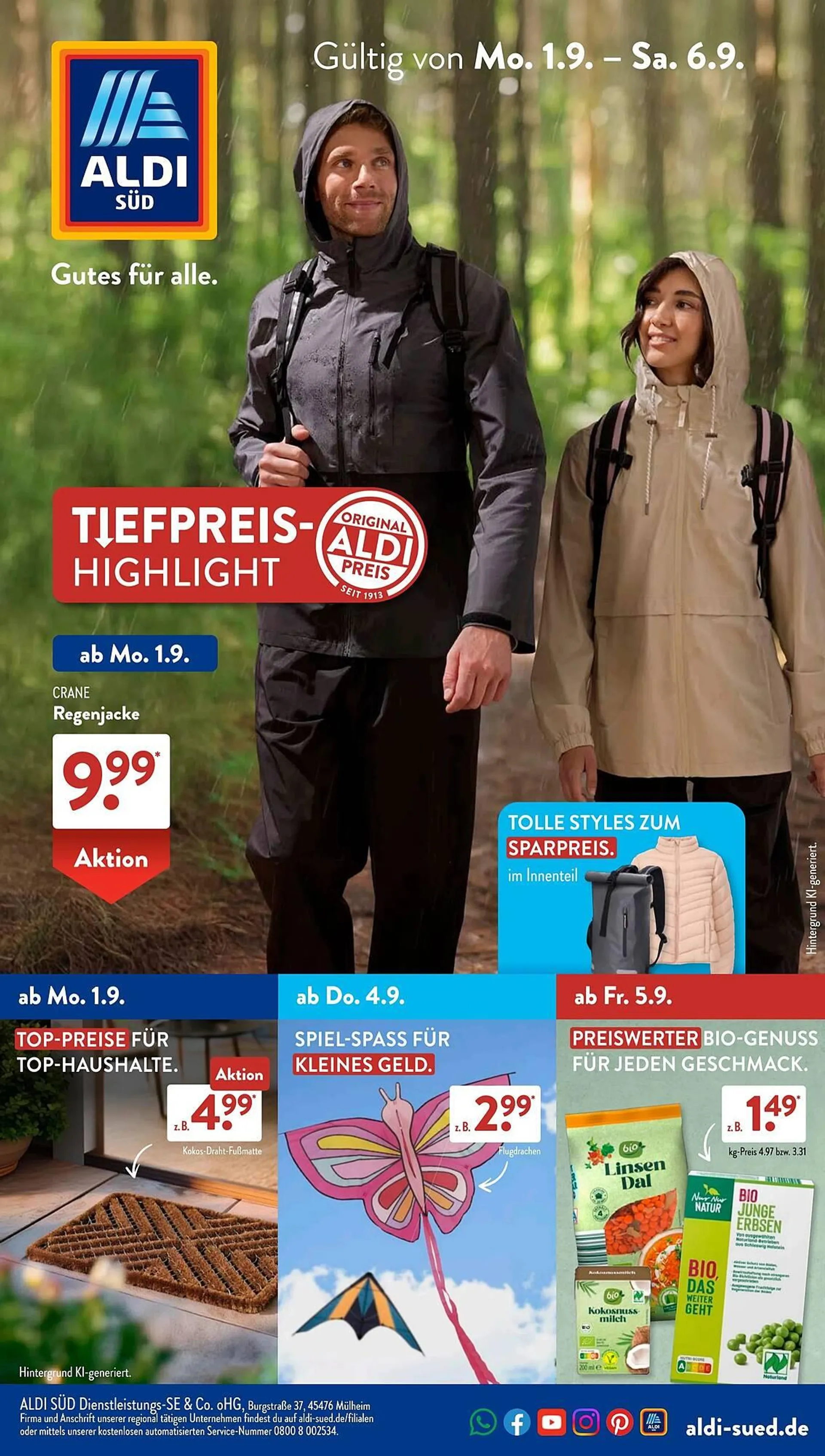 Aldi Süd Prospekt von 1. September bis 7. September 2025 - Prospekt seite 1