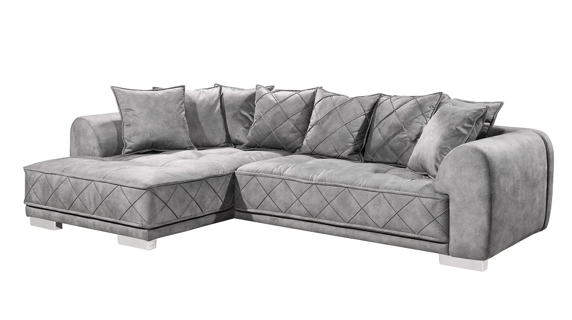 Ecksofa grau 319 x 194 cm mit Kissen - SENTINA