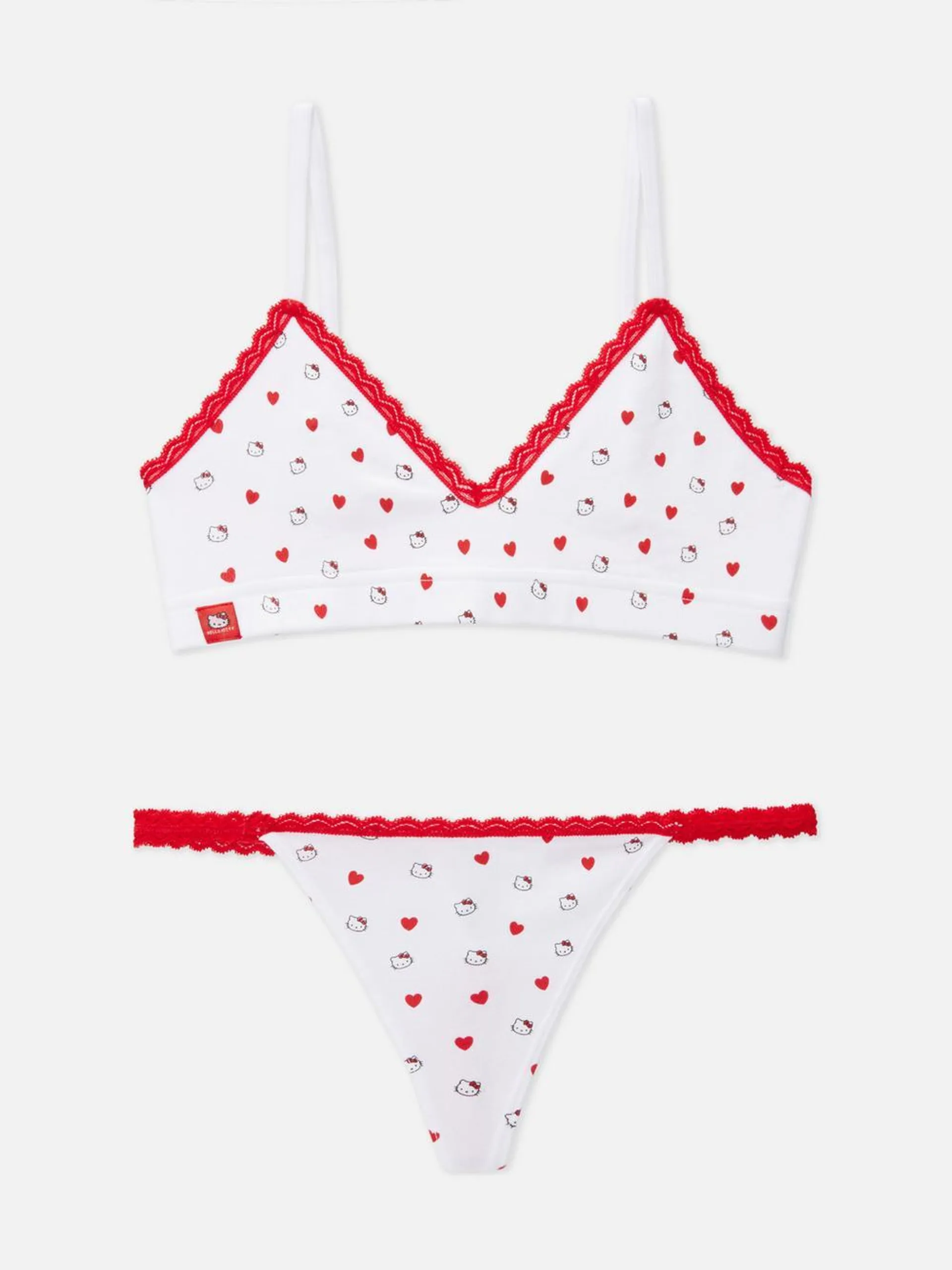 „Hello Kitty“ Triangel-Bralette-BH und Tanga im Set