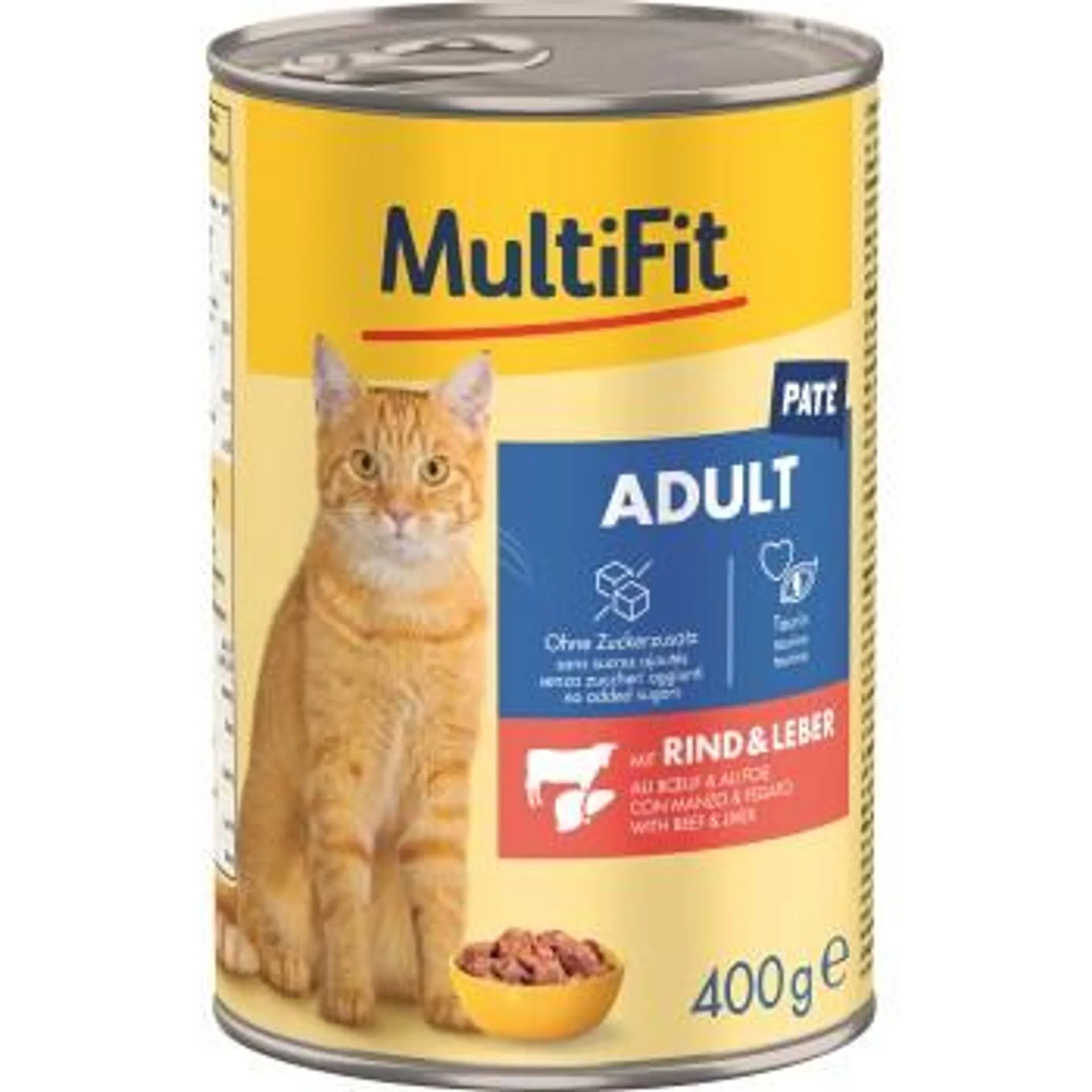 MultiFit Nassfutter Katze Adult, Paté, Rind & Leber 6x400 g