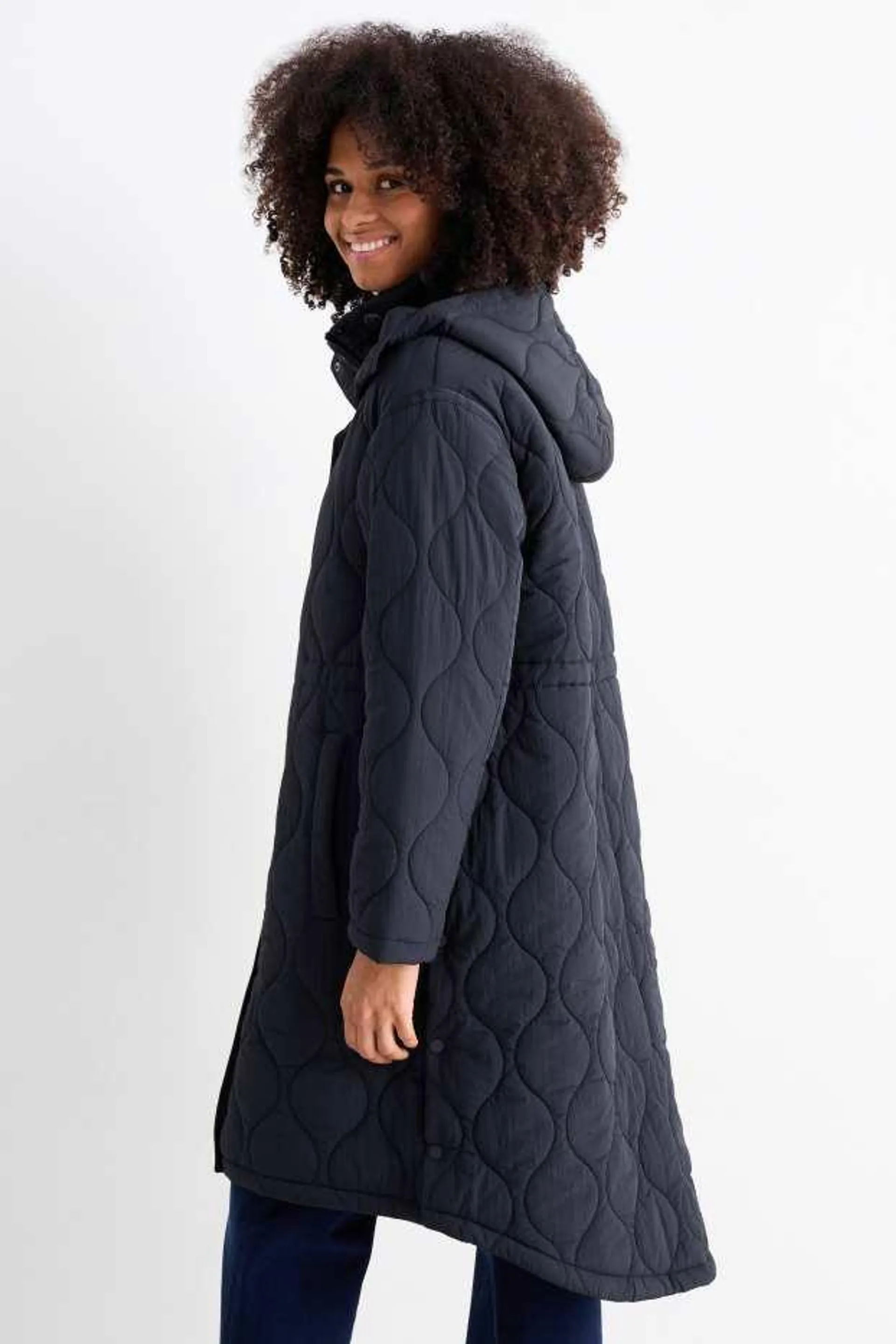 Quilted coat with hood