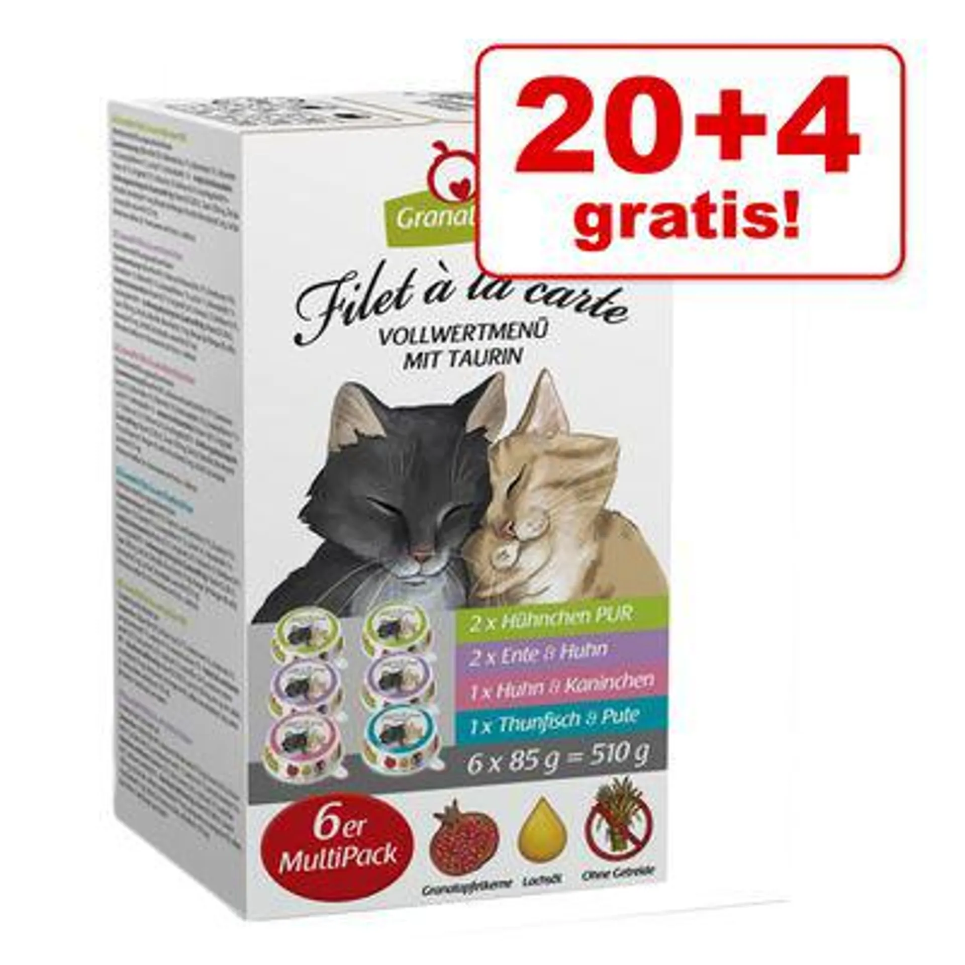 20 + 4 gratis! 24 x 85 g GranataPet Filet à la carte