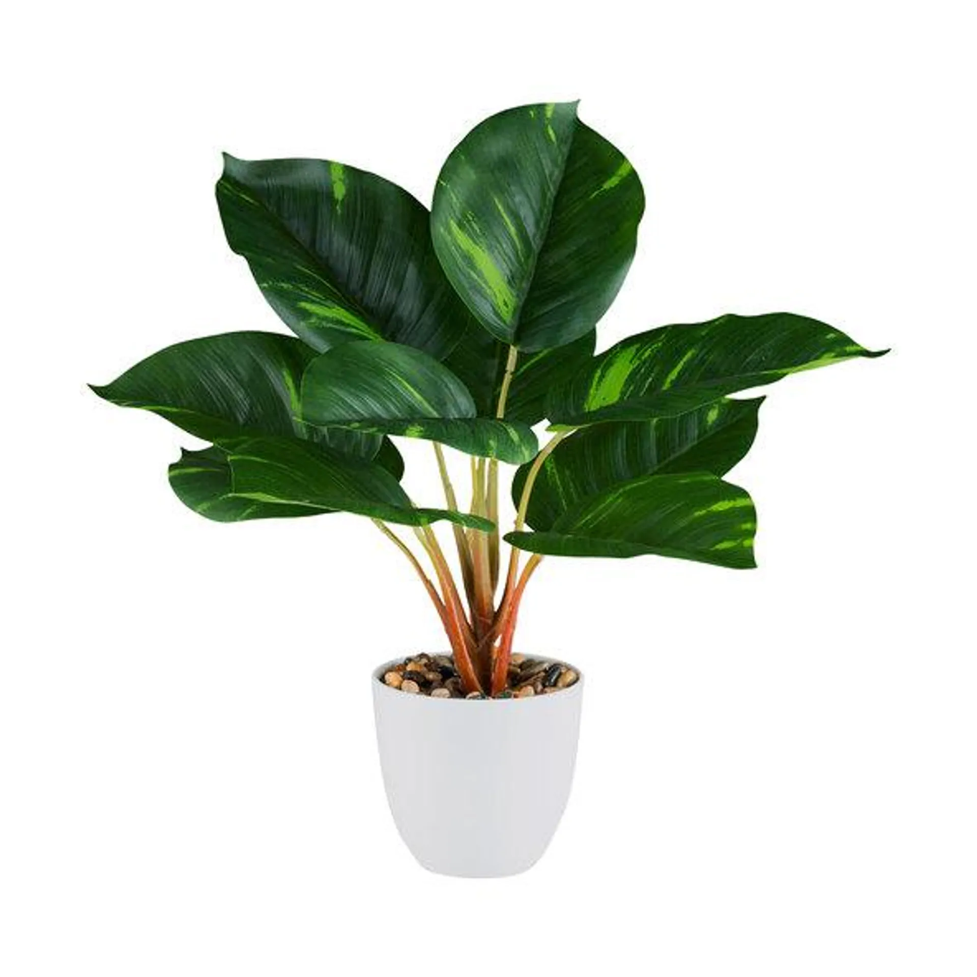 Künstl. Dieffenbachia/Philodendron im Melamintopf, 2er Set