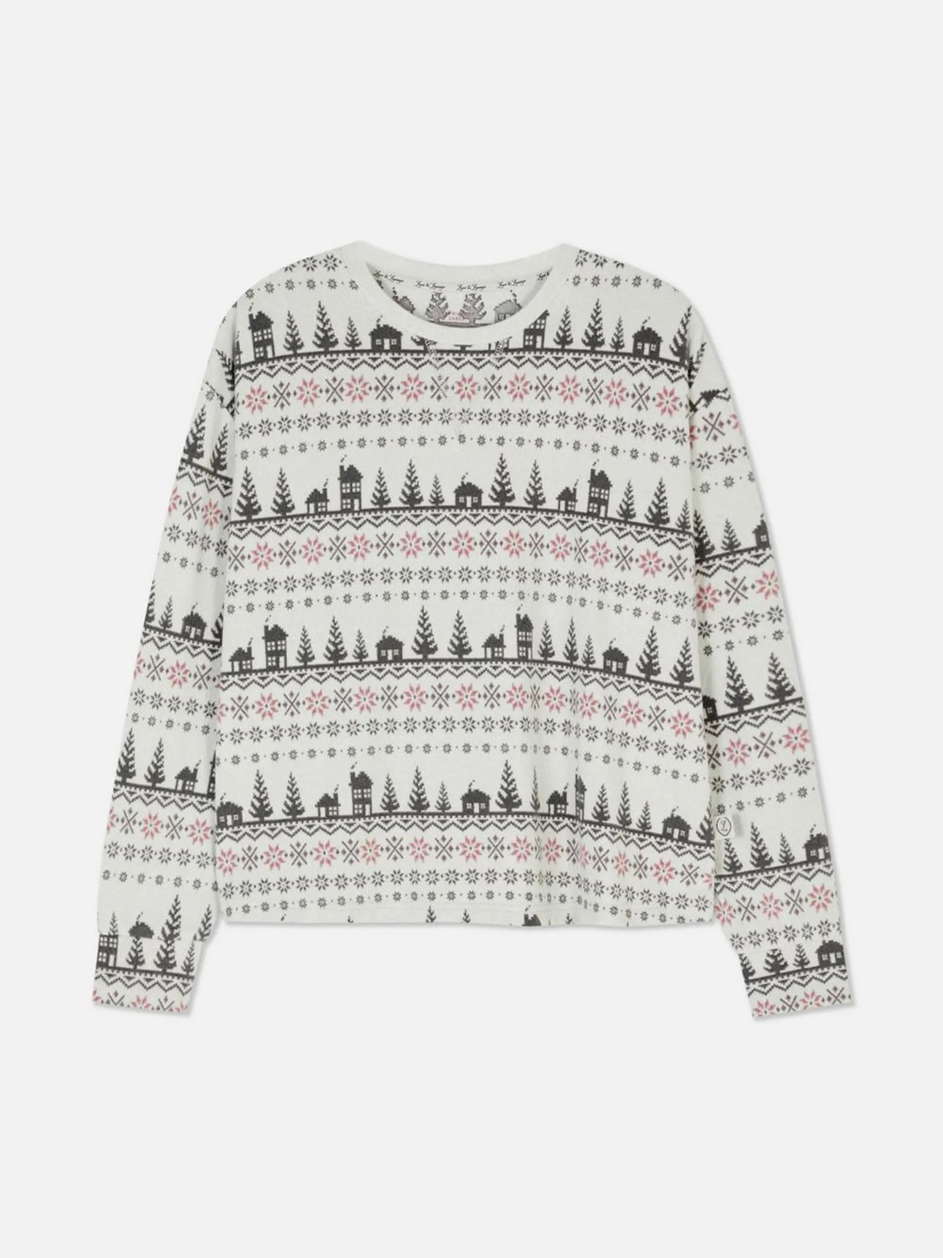 Fair Isle Crew Neck Pajama Top