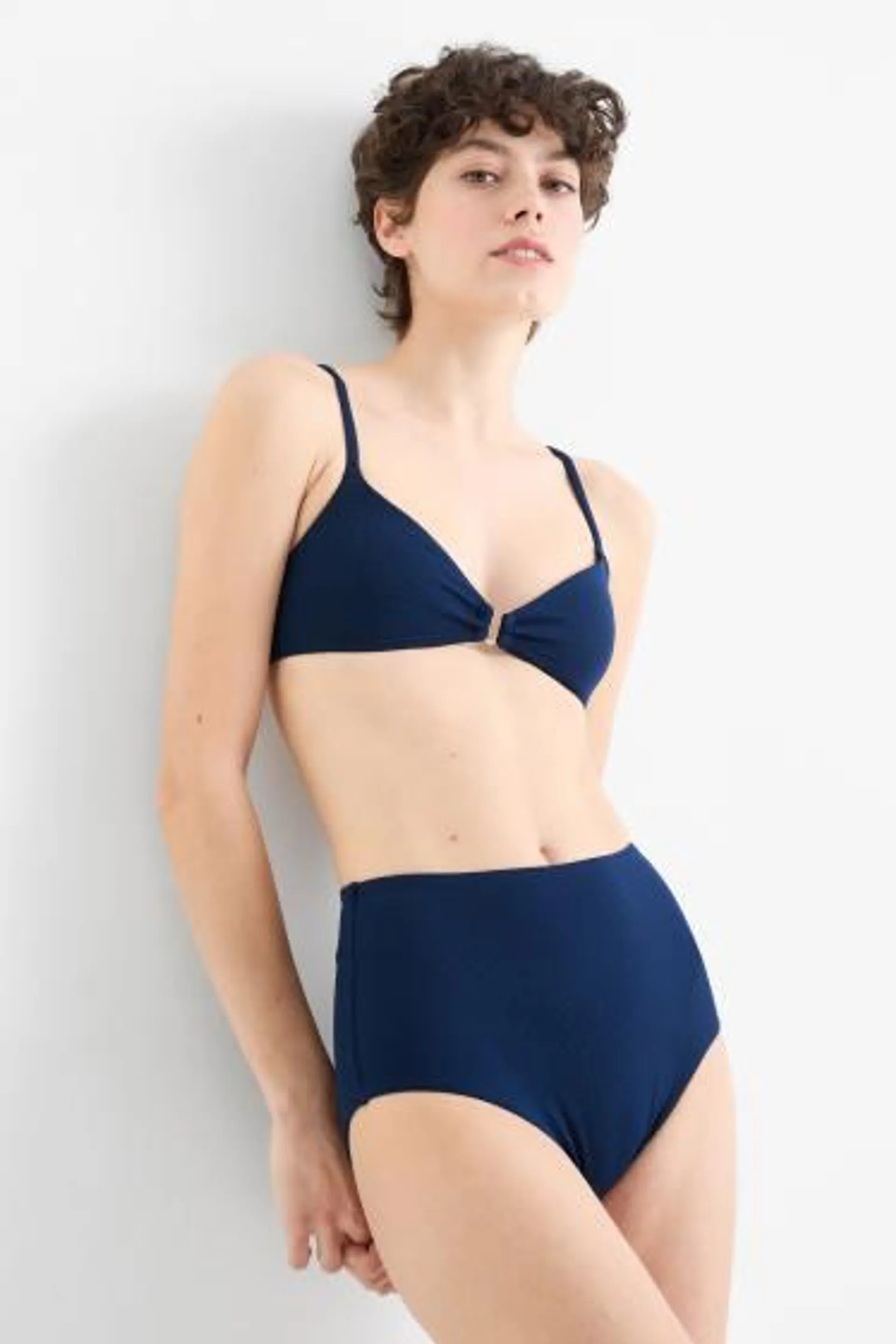 Bikini bottoms - high-rise waist - LYCRA® XTRA LIFE™ - textured