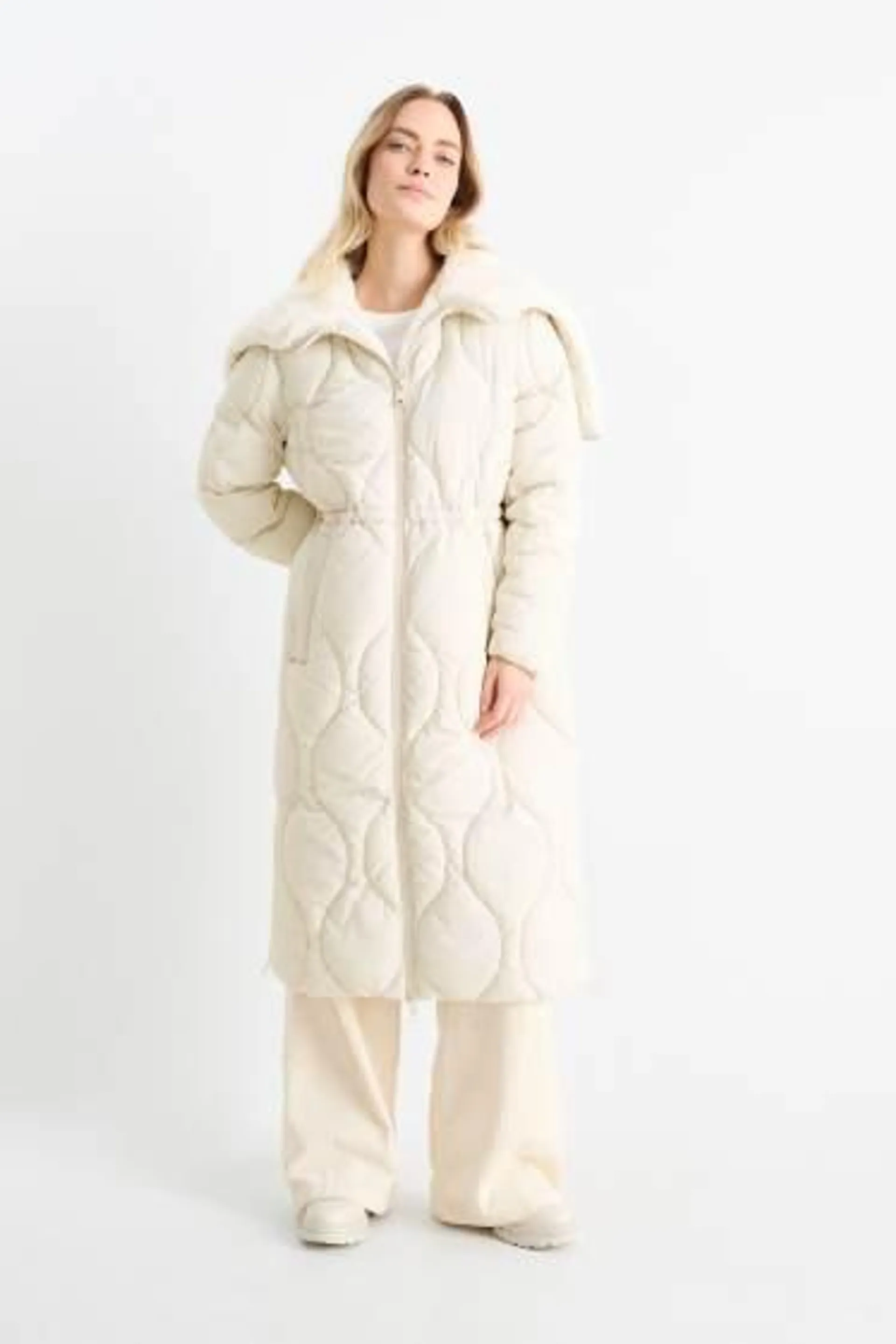 Quilted coat with hood