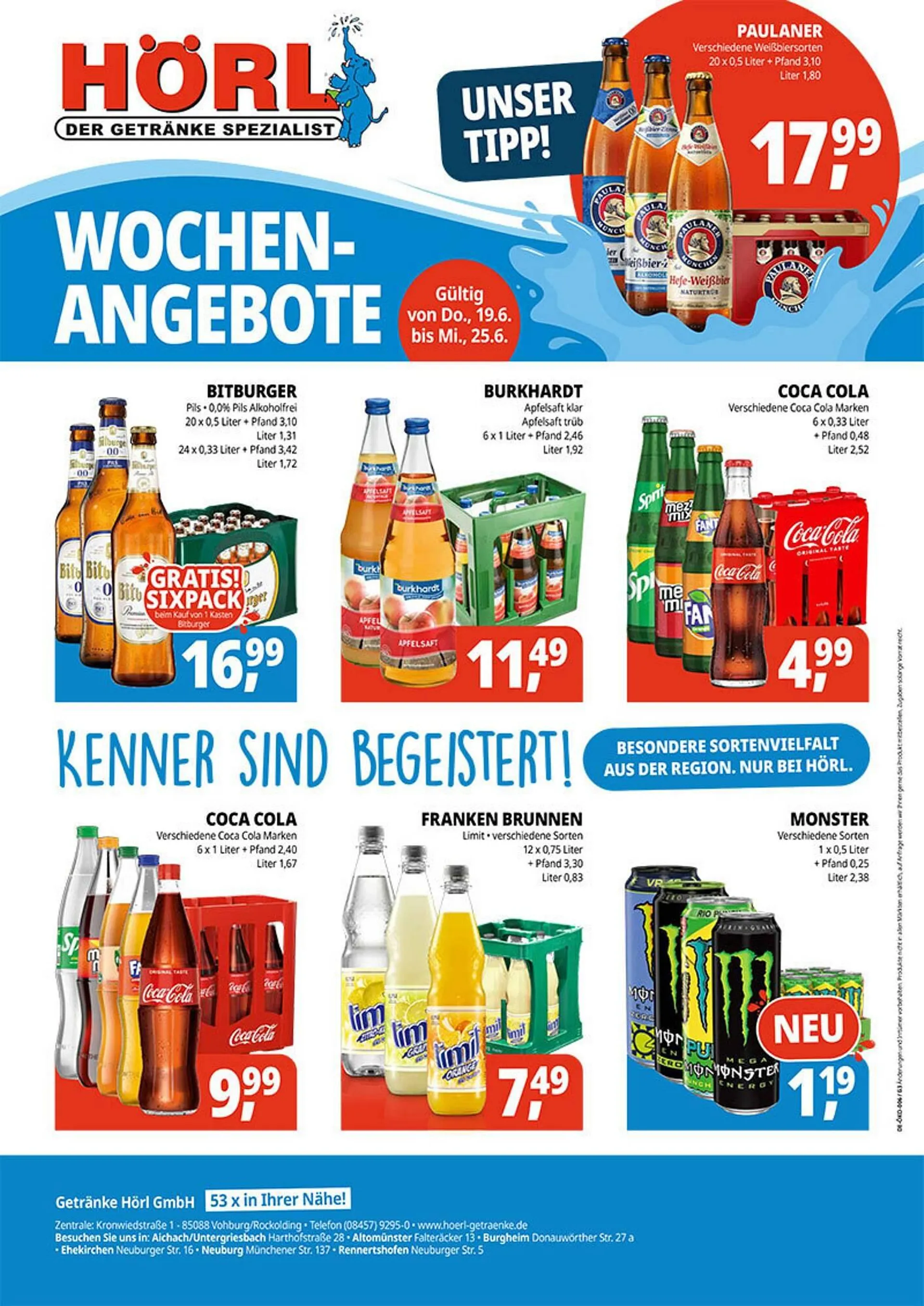 Hörl Getränke Prospekt von 19. Juni bis 25. Juni 2025 - Prospekt seite 1