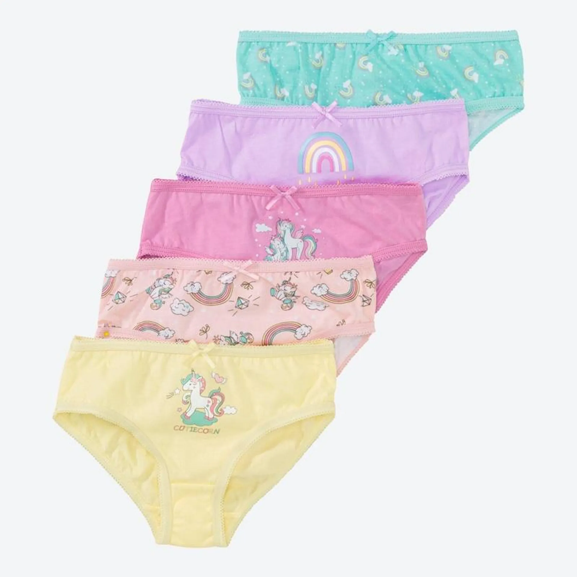 Kinder-Mädchen-Slip mit Allover-Print, 5er-Pack