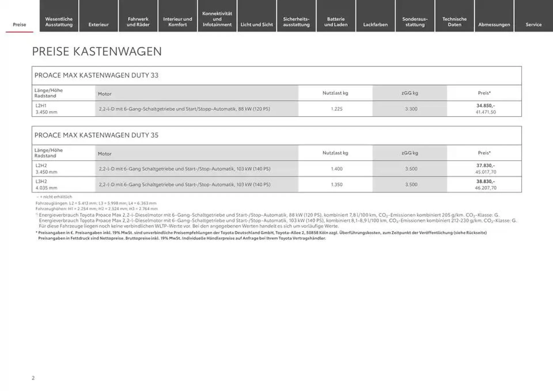 Toyota Der neue Proace Max/Proace Max Electric von 1. Januar bis 1. Januar 2026 - Prospekt seite 2