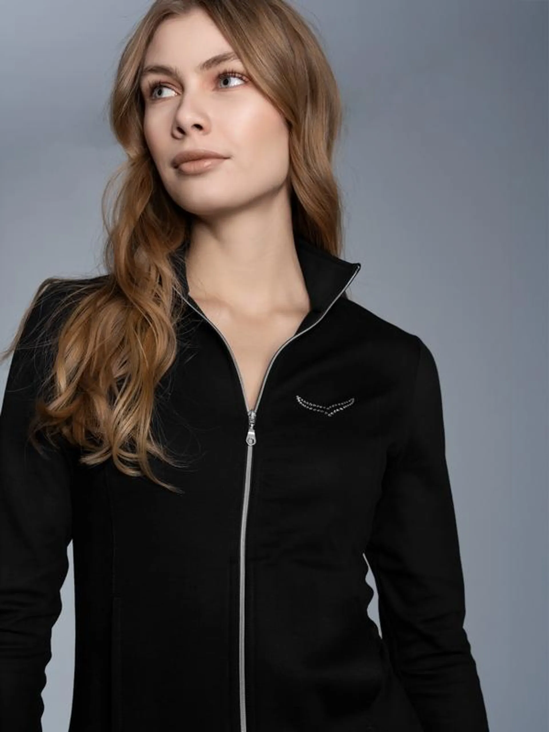 Jacke mit Kristallsteinen Schwarz