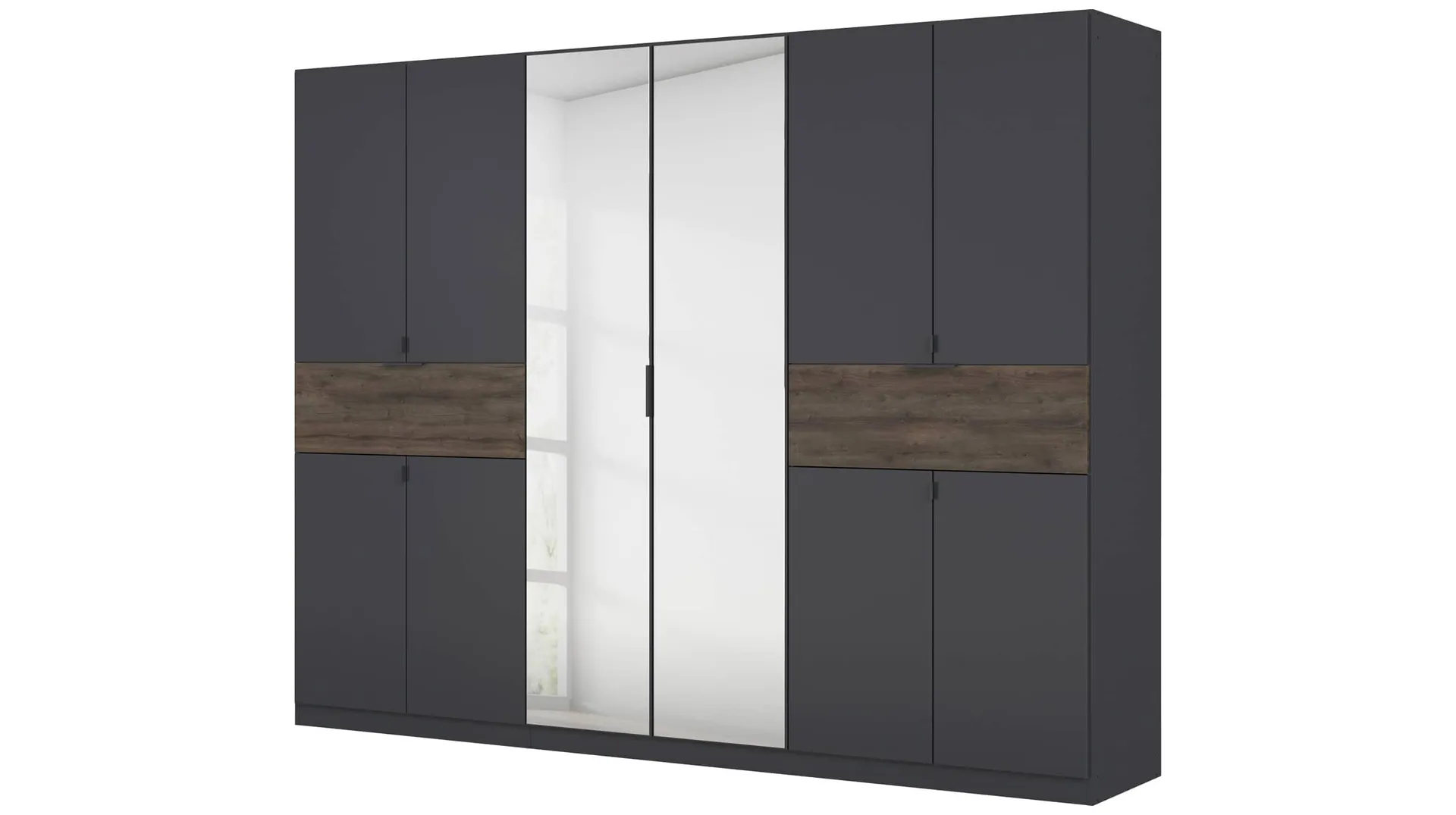 Kleiderschrank Spiegel 271 cm grau-metallic - Eiche - TICAO