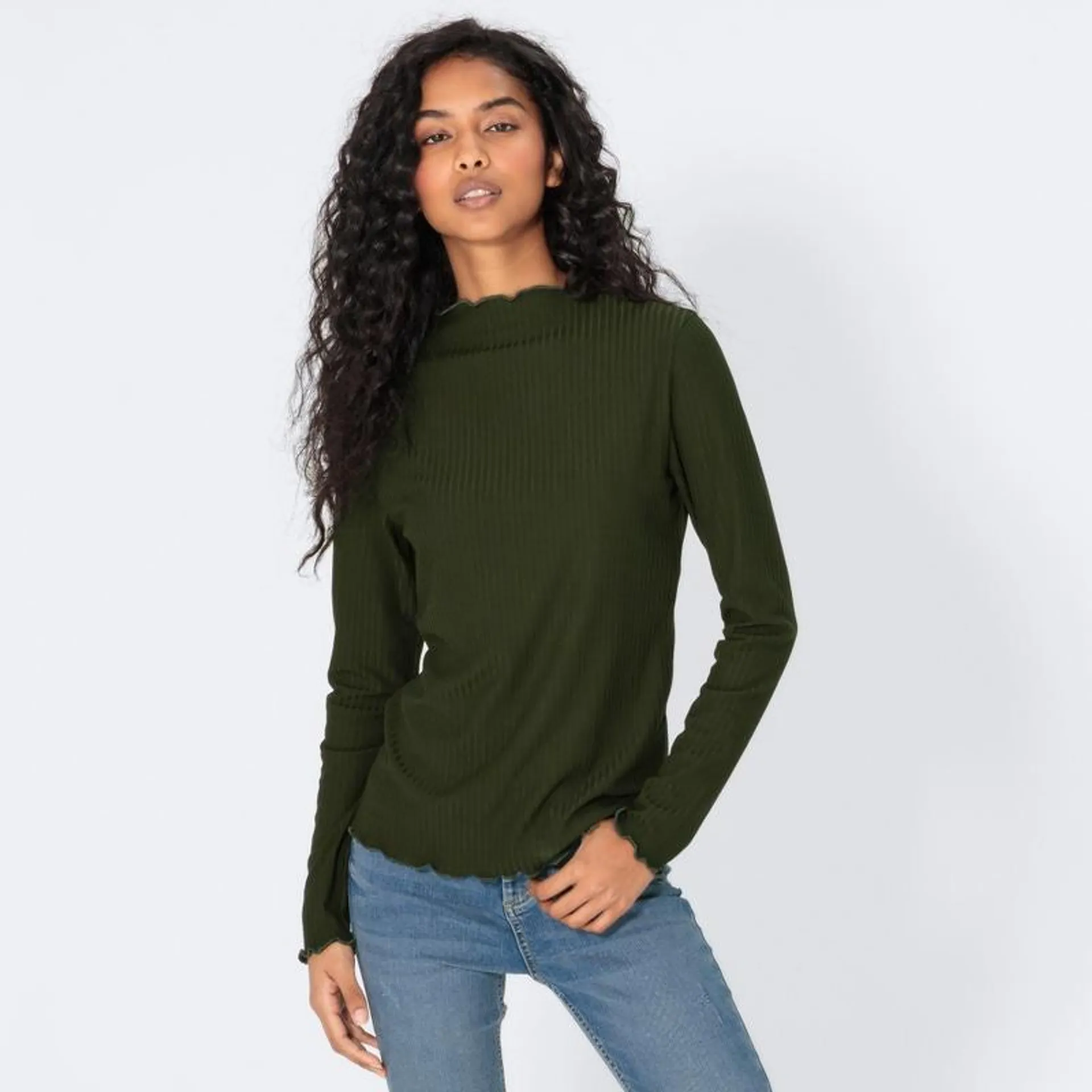 Damen-Langarmshirt mit offenen Kanten