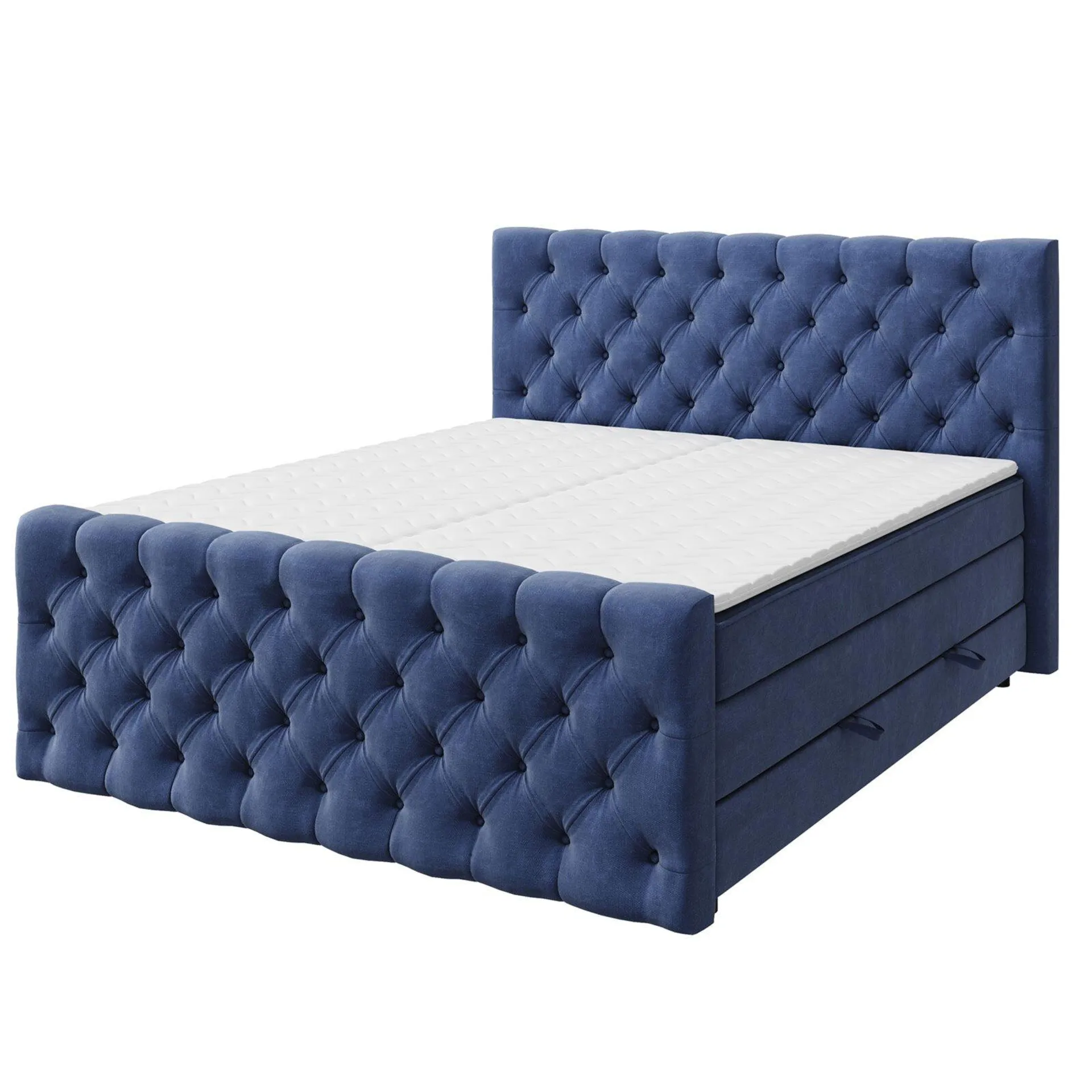 Boxspringbett - dunkelblau - H3 - 180x200 cm