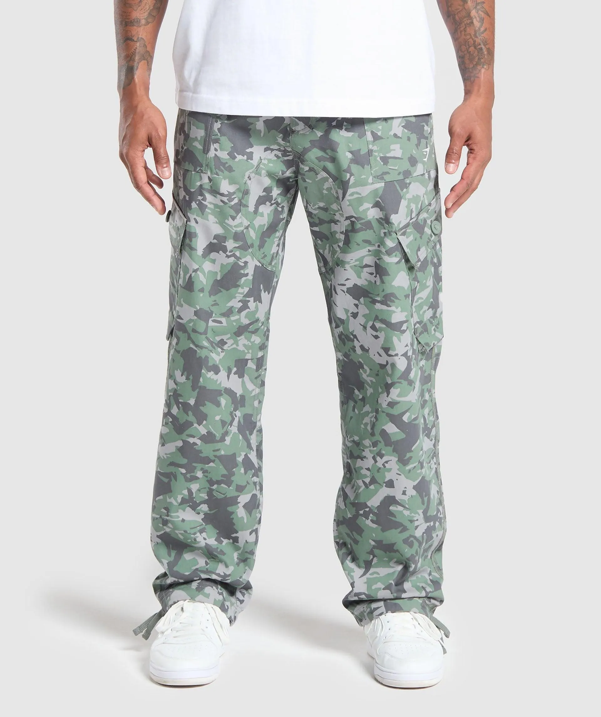 Camo Print Woven Cargo Pants