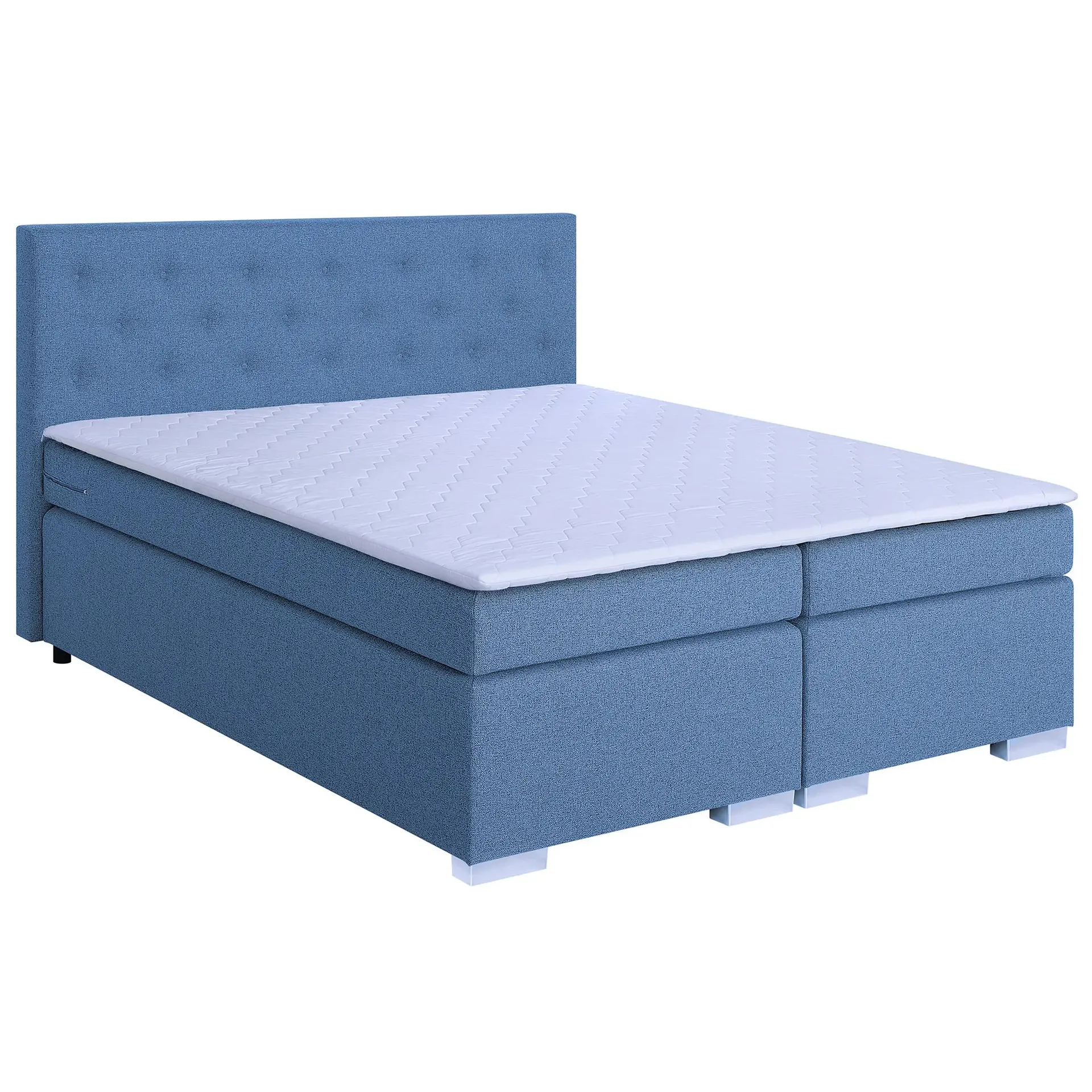 Boxspringbett - blau - Webstoff - H3 - 180x200 cm