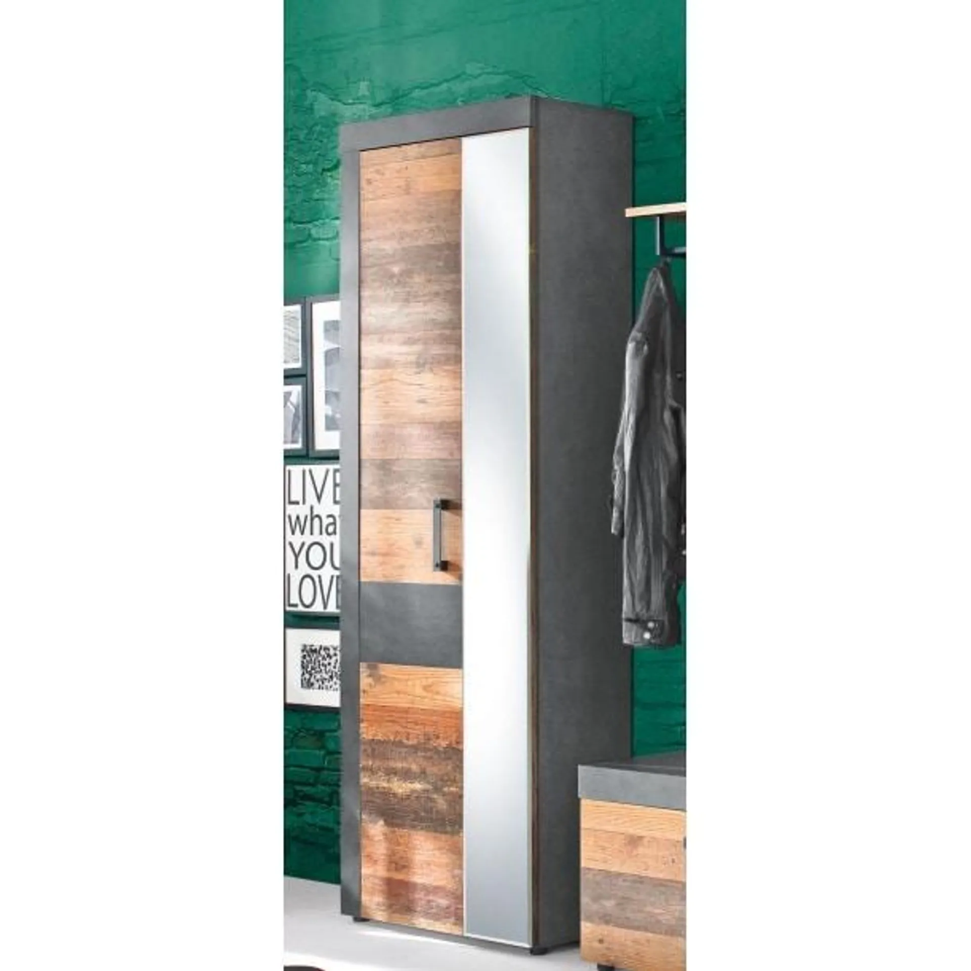 Garderobenschrank Indy Grau ca. 65 x 192 x 34 cm