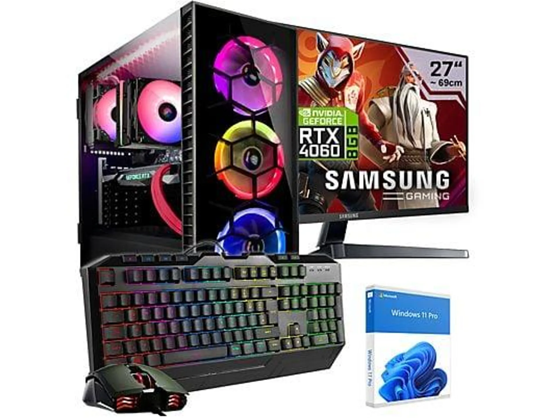 KRAFTPC Komplett-Set 4500, Gaming PC mit AMD Ryzen™ 5, 32 GB RAM, 1000 GB SSD, NVIDIA GeForce RTX™ 4060, Windows 11 Pro (64 Bit)