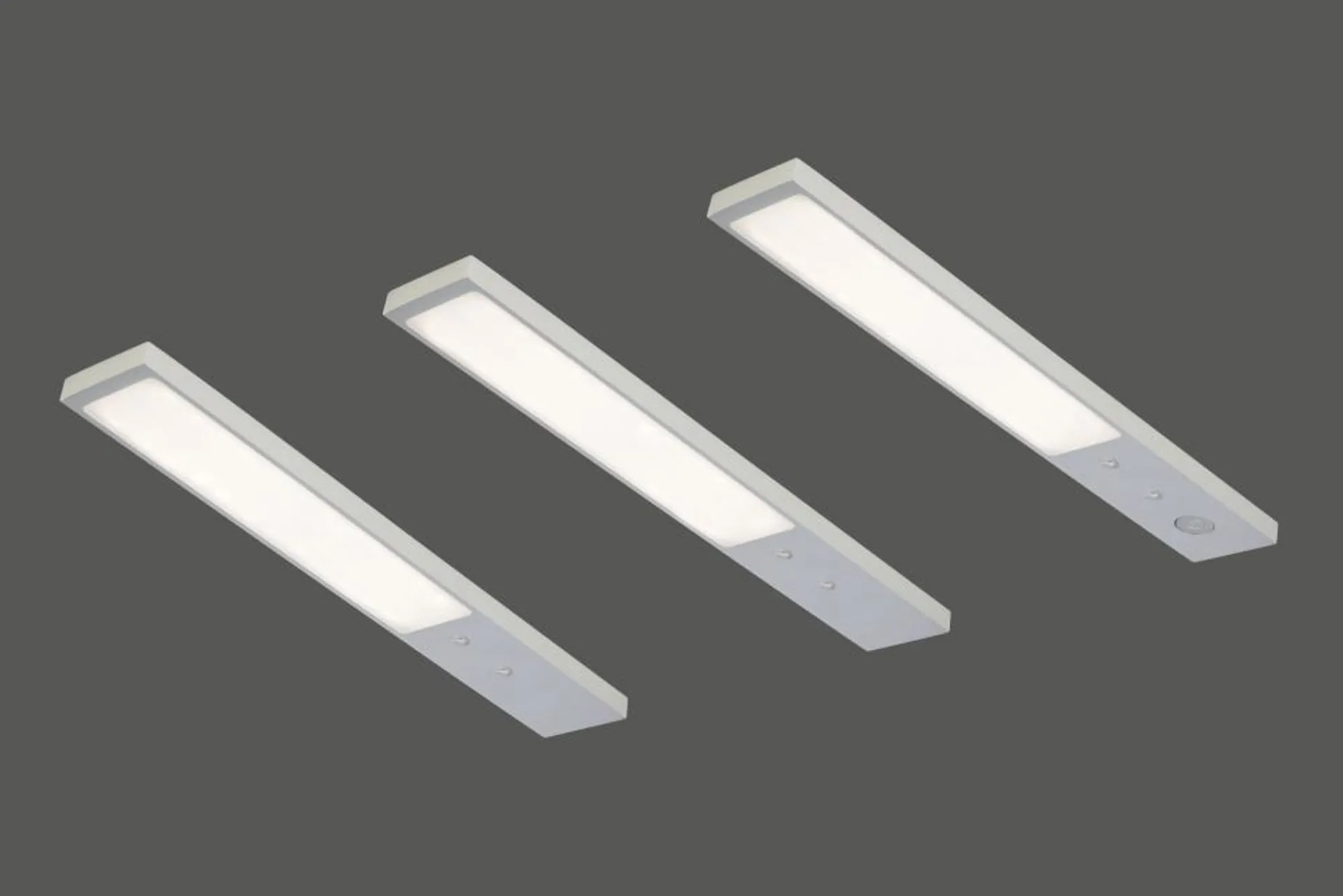 LED Rechteckleuchten-Set 3 tlg 20x3 cm von Tebü Alufarbig