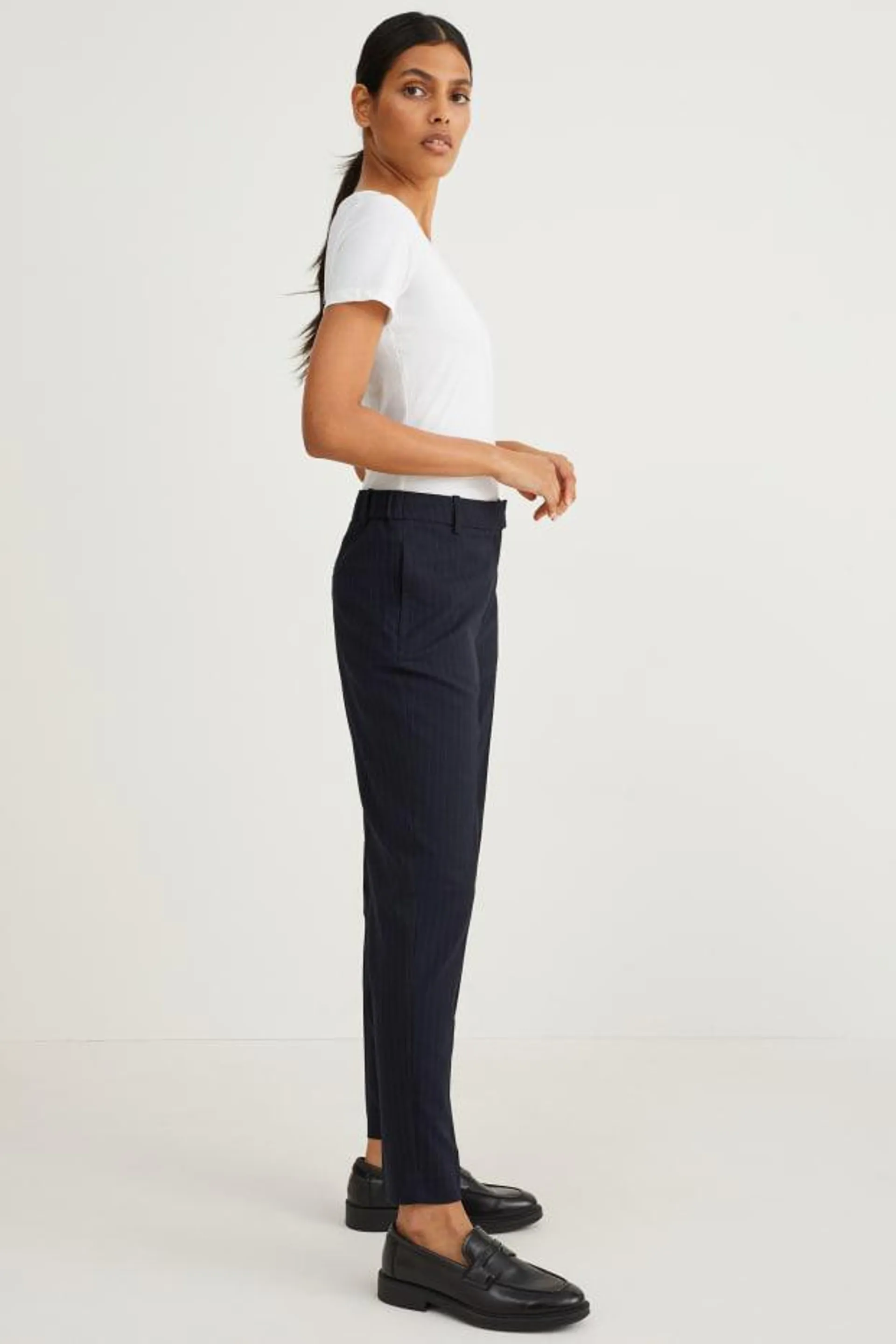 Cloth trousers - mid-rise waist - slim fit - pinstripes