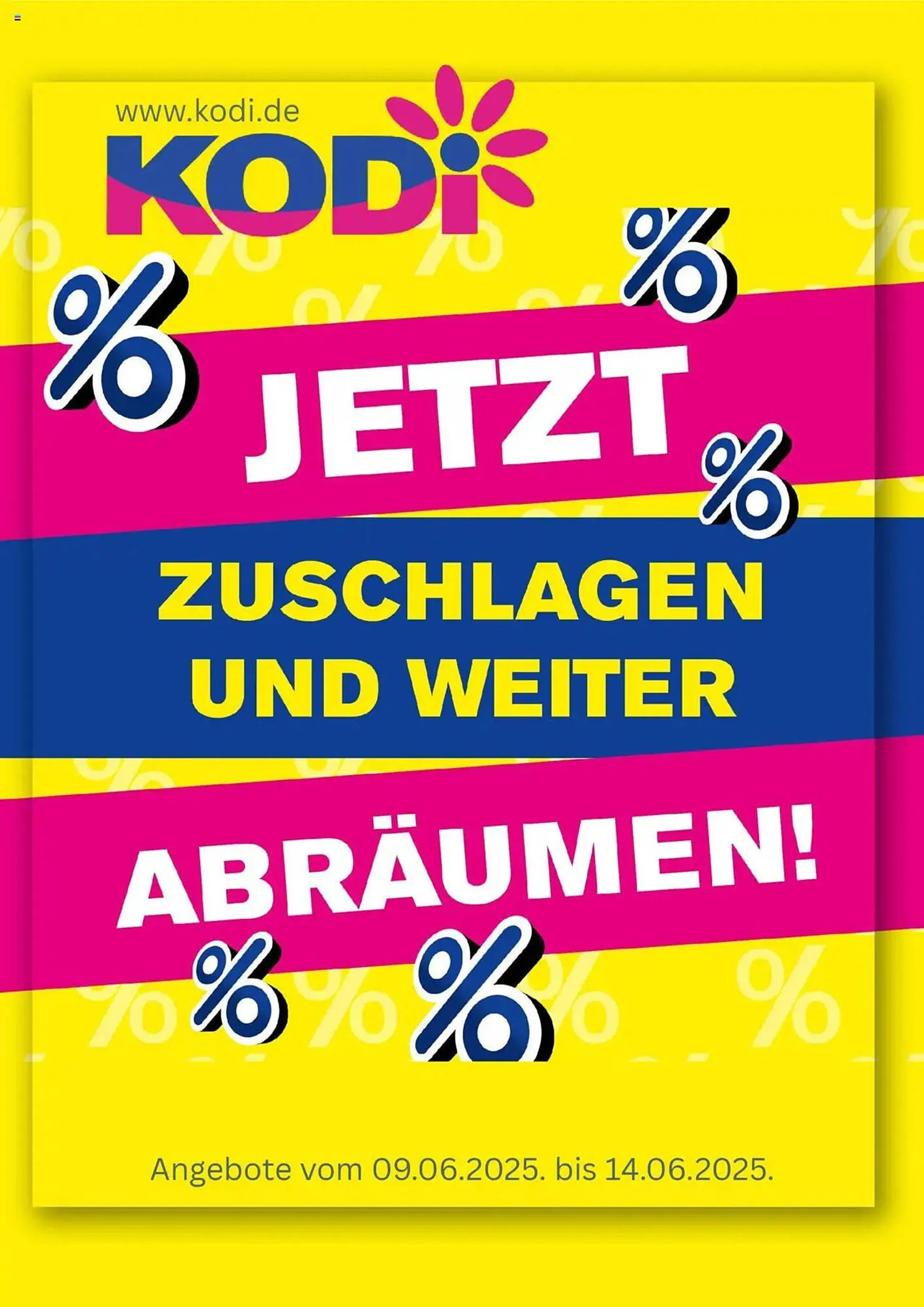 KODi Prospekt von 9. Juni bis 14. Juni 2025 - Prospekt seite 1