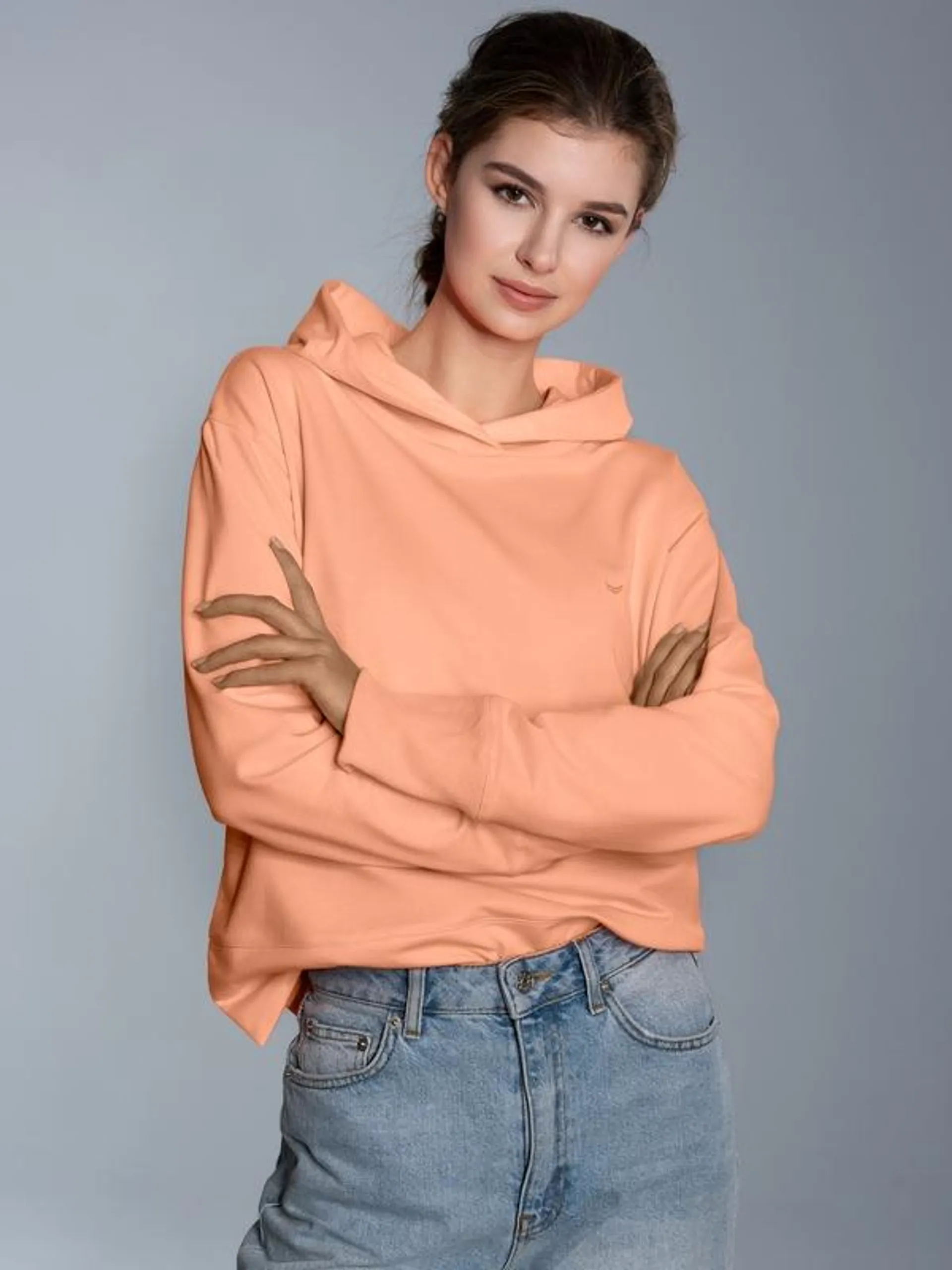 Dünner Kapuzenpullover Apricot