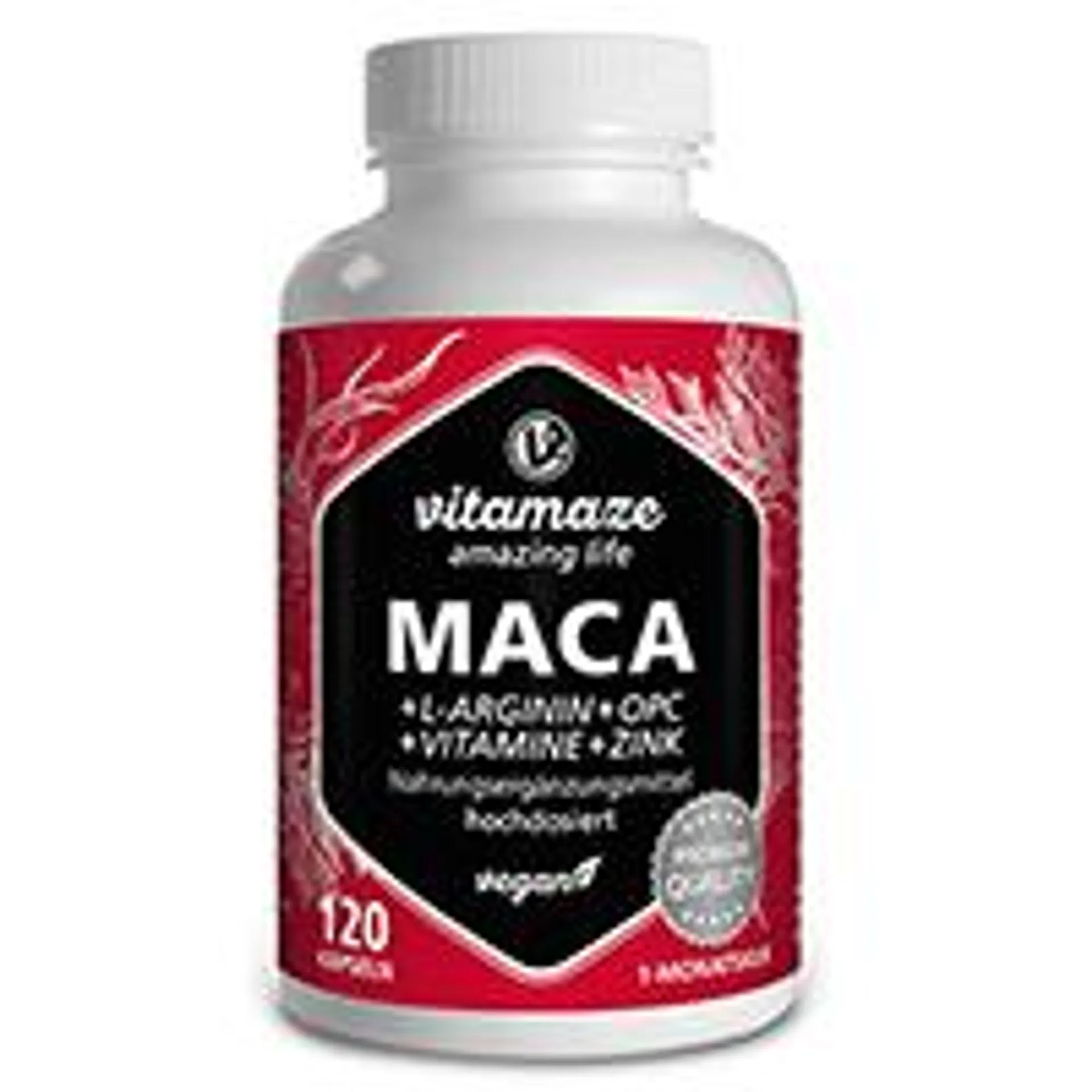 MACA 10:1 hochdosiert+L-Arginin+OPC+Vit.vegan Kps.