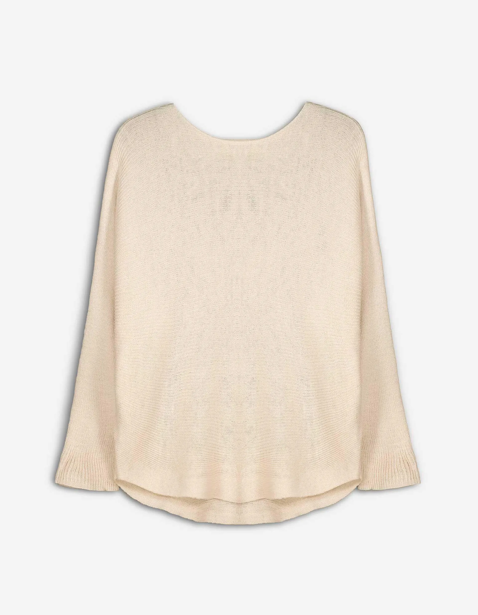 Strickpullover - Überschnittene Ärmel - beige