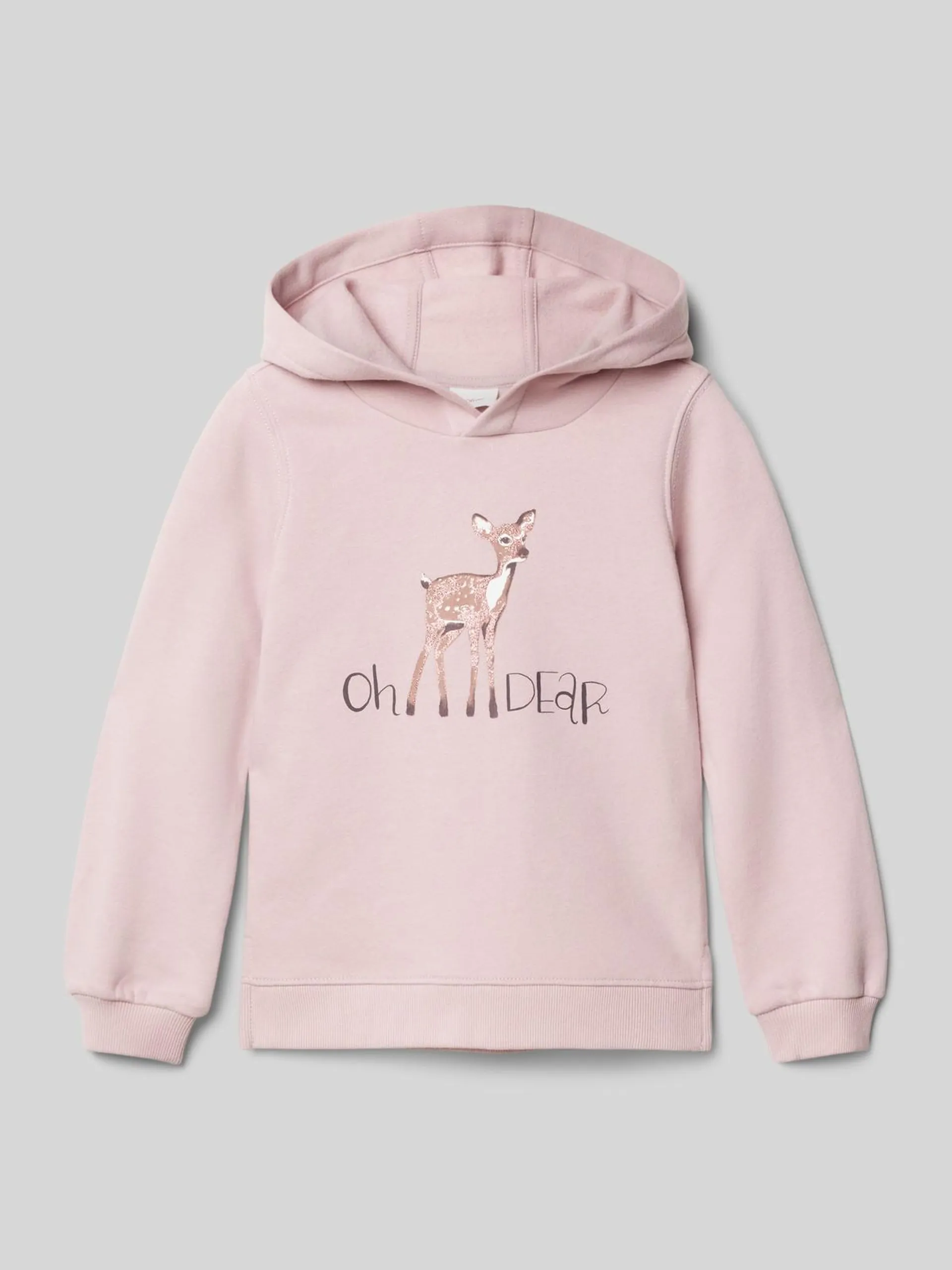 Regular Fit Hoodie mit Glitzerprint in hellrosa