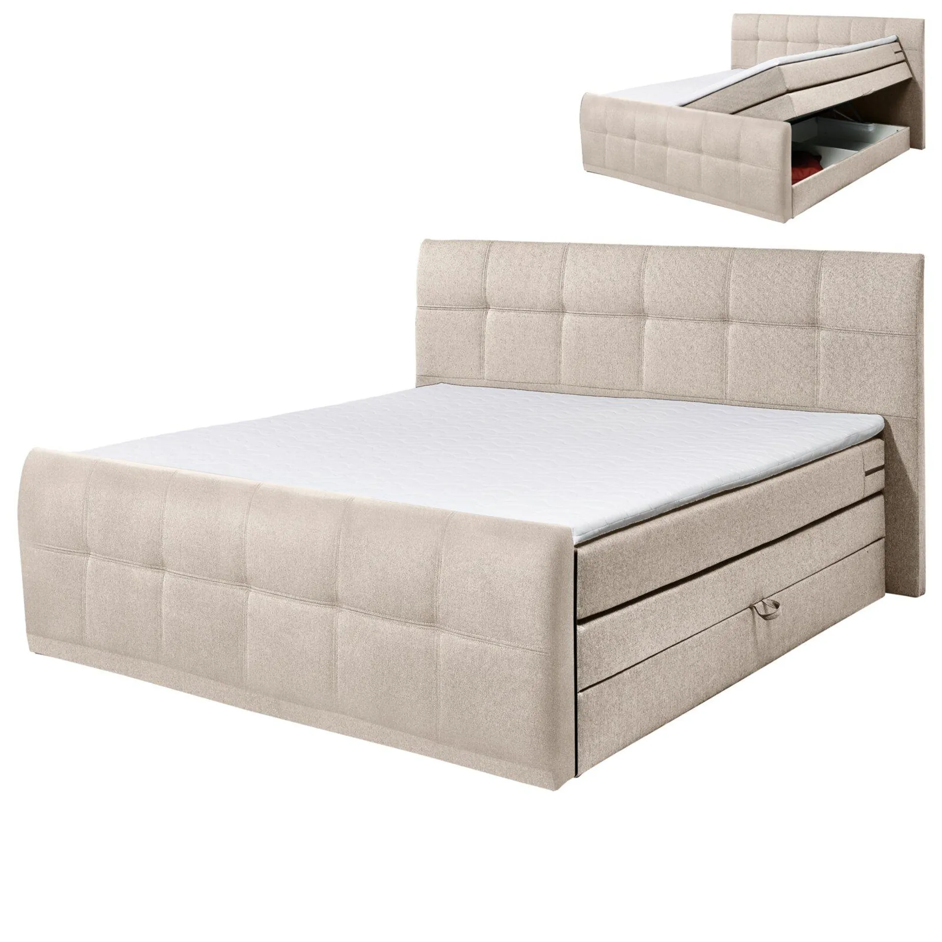 Boxspringbett - beige - Taschenfederkern - H2 - 180x200 cm