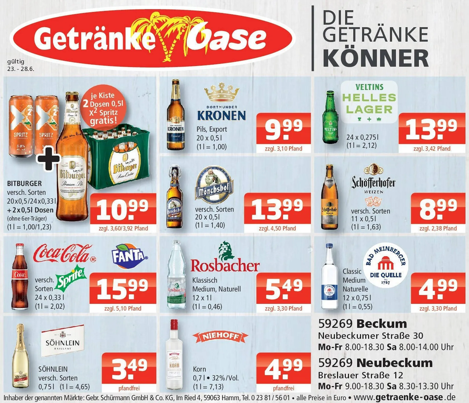 Getränke Oase Prospekt von 23. Juni bis 28. Juni 2025 - Prospekt seite 1