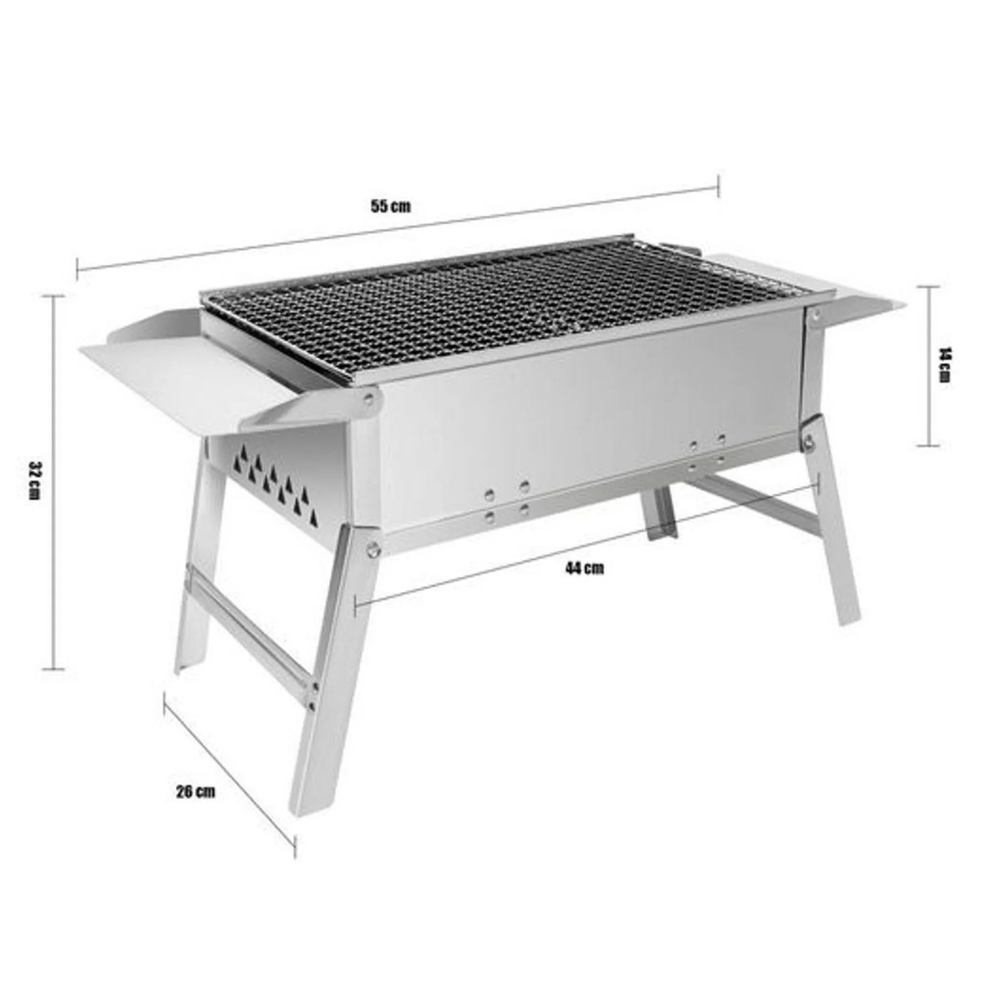 SunJas Holzkohlegrill CA-14, Edelstahl Grill Tischgrill Faltbar BBQ Klappgrill Campinggrill