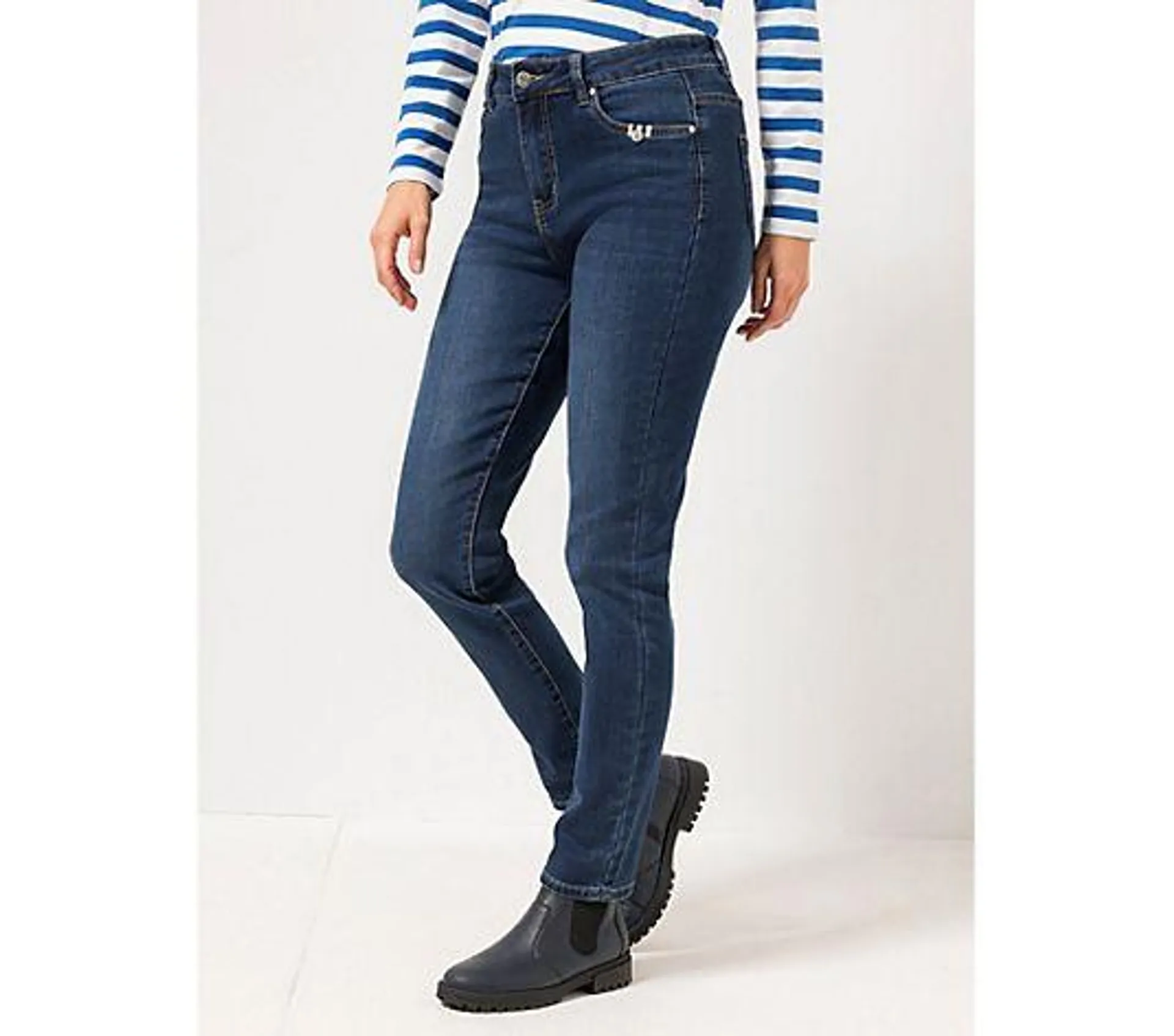 STRANDFEIN Jeanshose lange Form 5-Pocket-Style schmales Bein