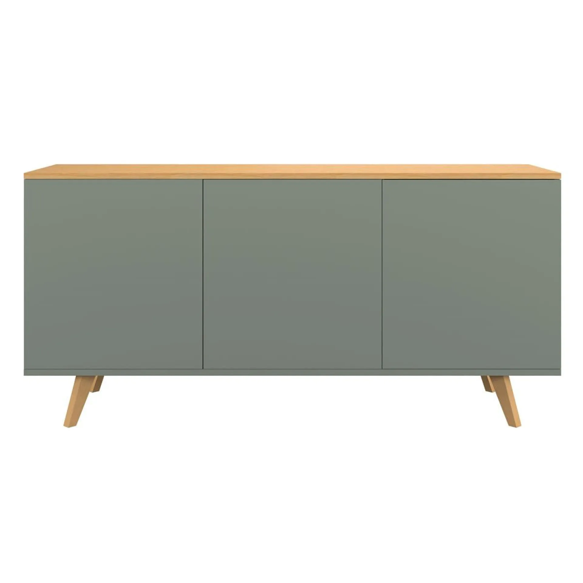 Sideboard WATCH 162 cm Grün Matt/ Eiche Natur